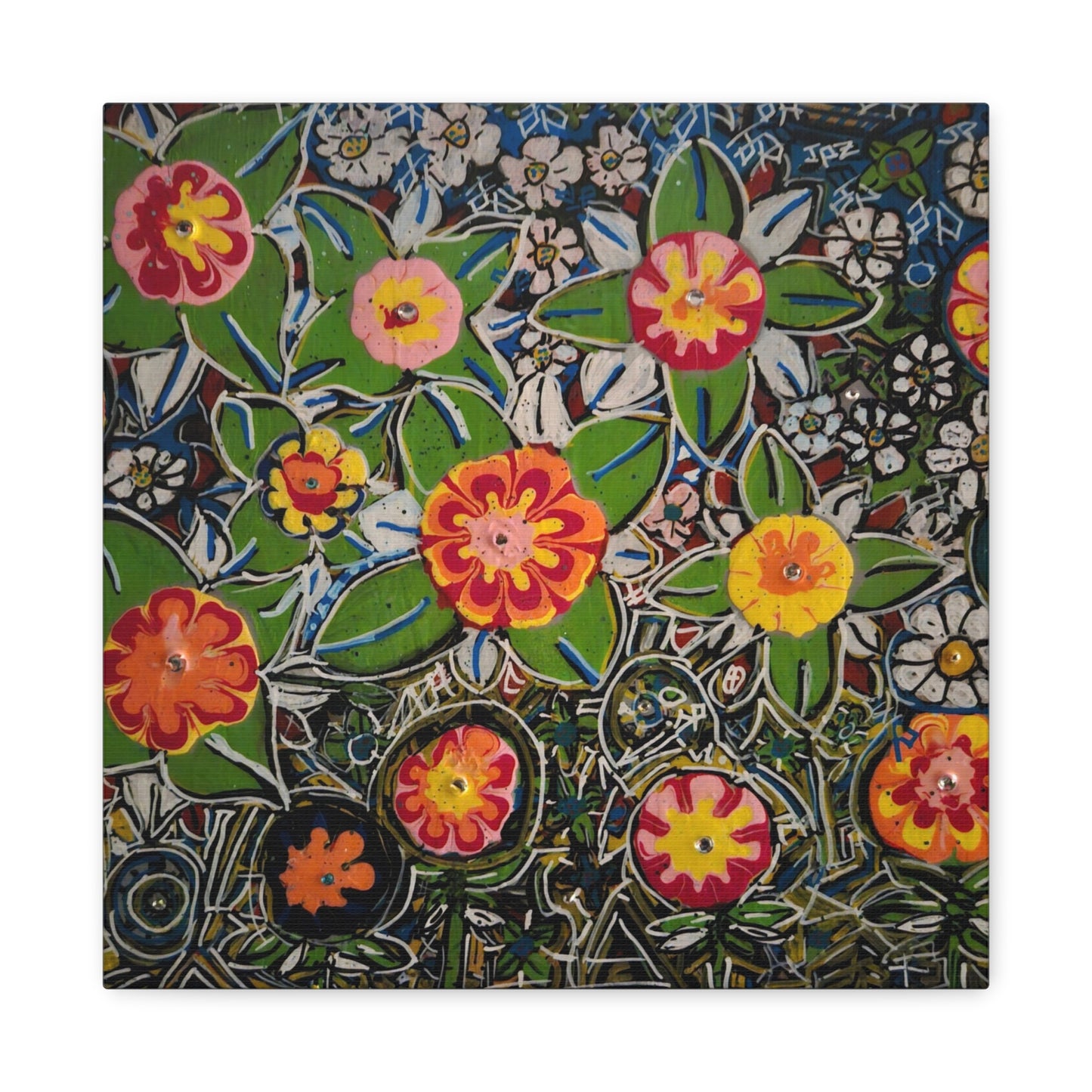 Urban_gardening-04 - Floral Pop Matte Stretched Canvas – Colorful Hand-Painted Garden Wall Art