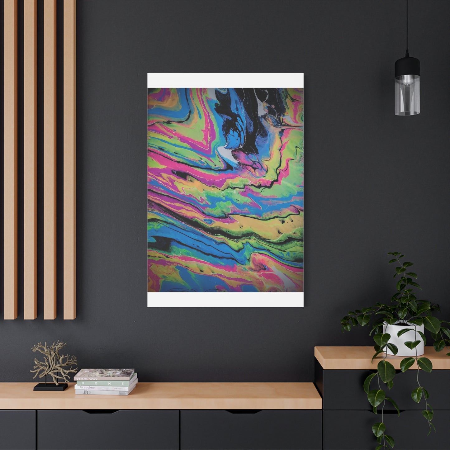 Abstract Neon Fluid Art Canvas Print — Vibrant Psychedelic Wall Decor
