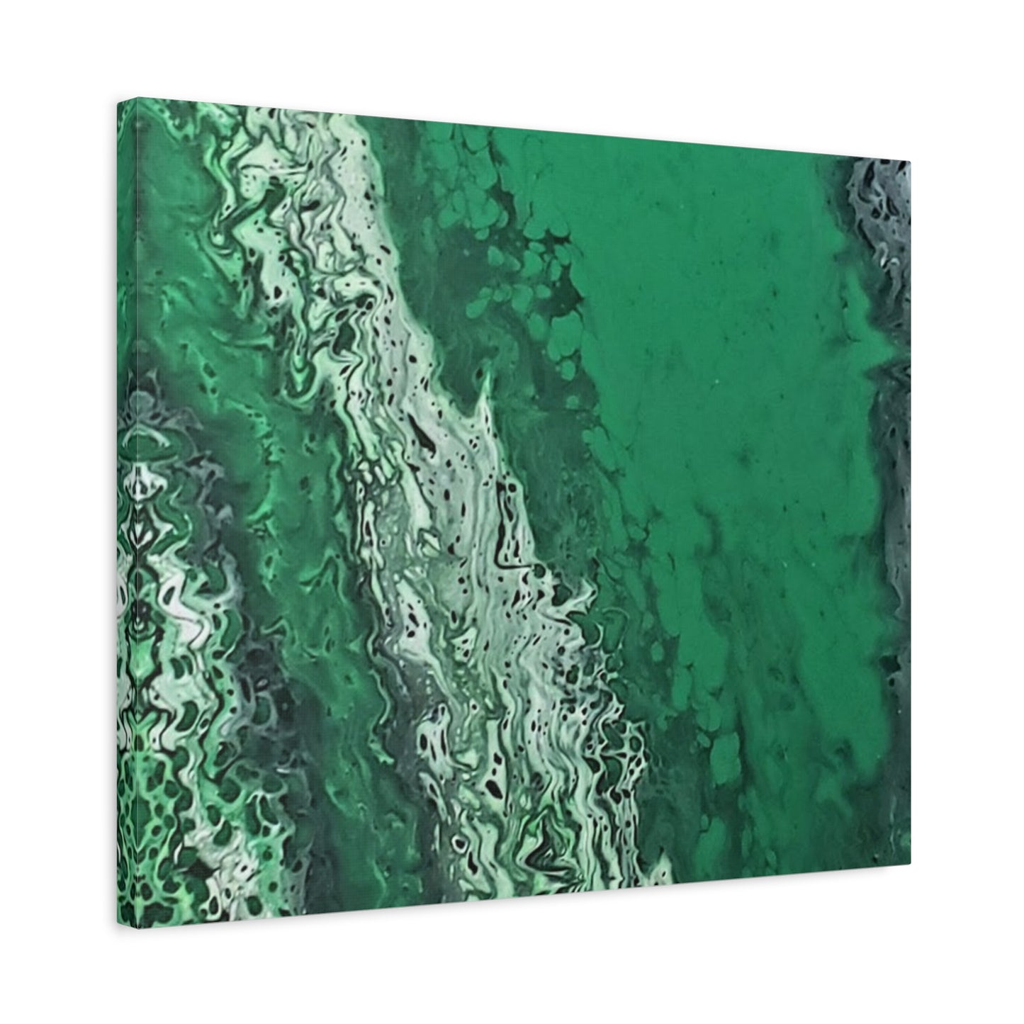 Emerald Wave Abstract Canvas Print — Matte Stretched Wall Art