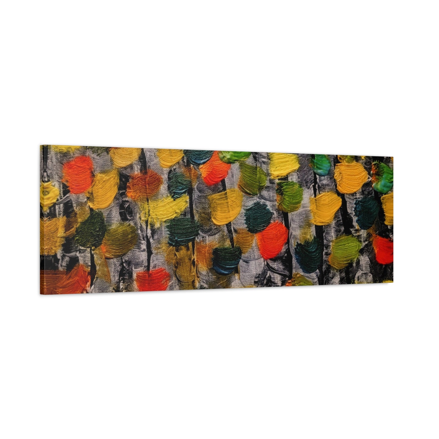 birch trees with color strokes - Abstract Color Bloom Matte Canvas Wall Art — Stretched 1.25"