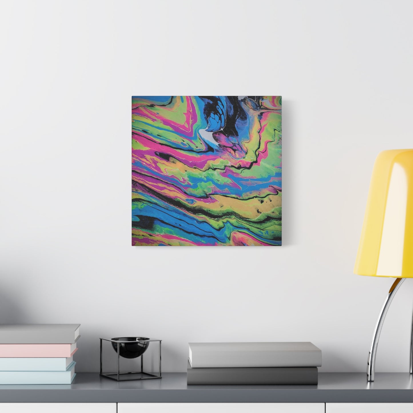 Abstract Neon Fluid Art Canvas Print — Vibrant Psychedelic Wall Decor