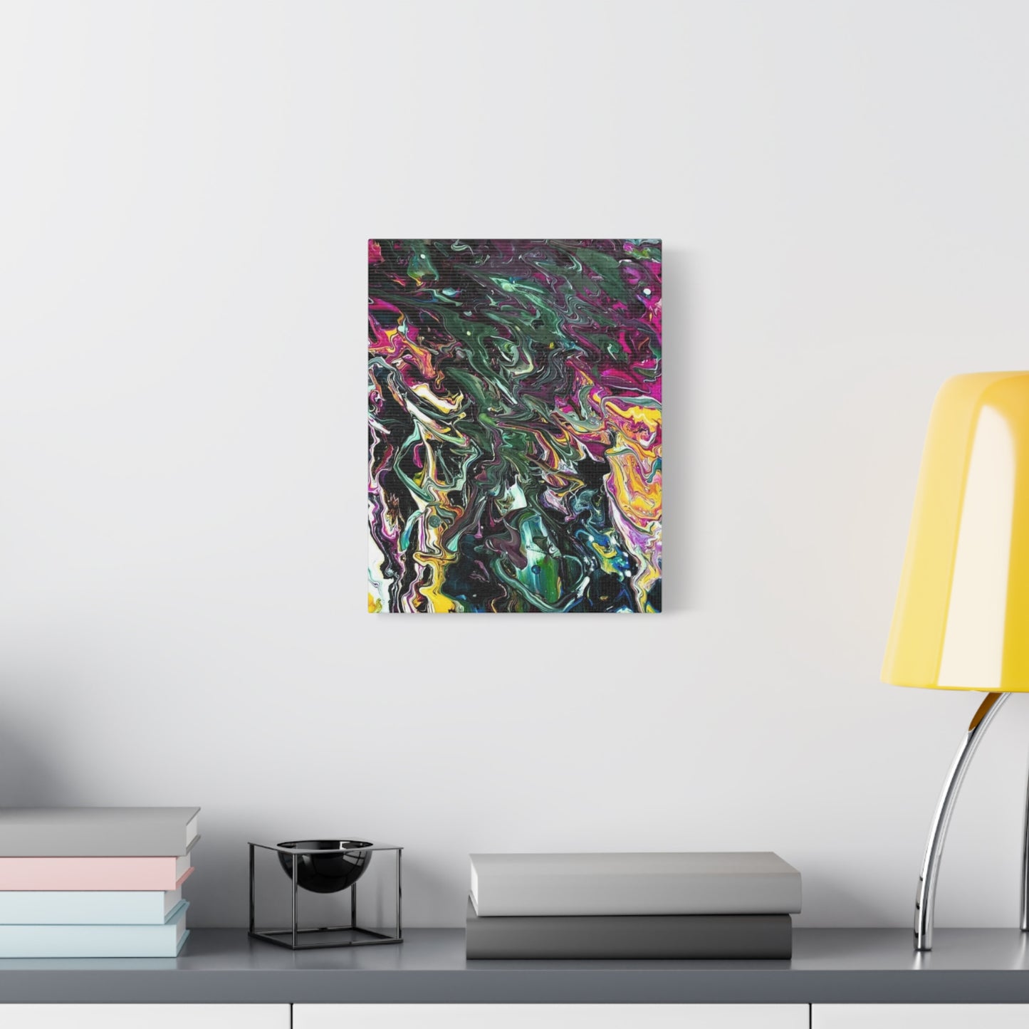 chaos in the garden - Abstract Fluid Art Matte Canvas Print - Colorful Swirl Wall Art