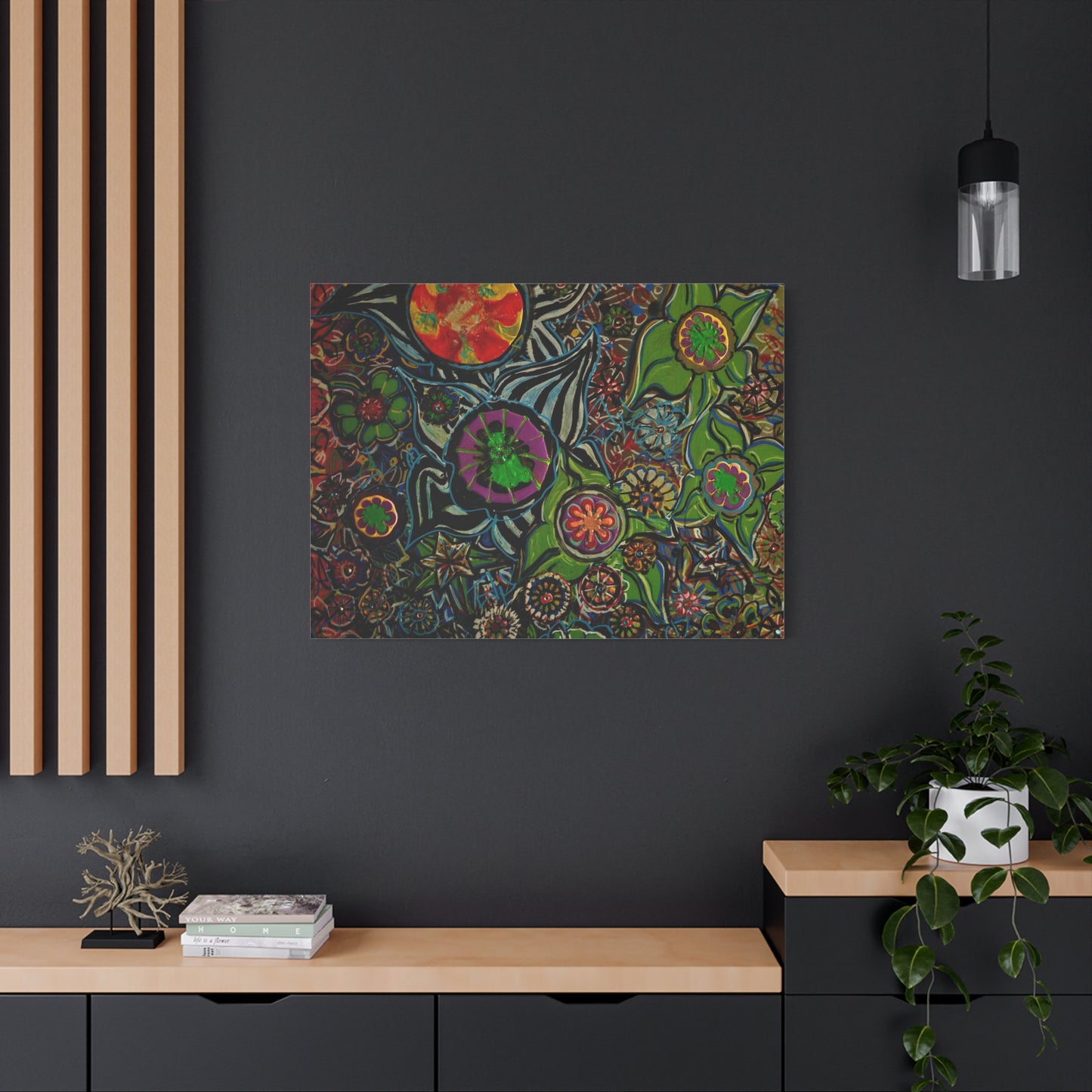 Urban_gardening-03 - Psychedelic Floral Canvas Print — Vibrant Abstract Garden Wall Art