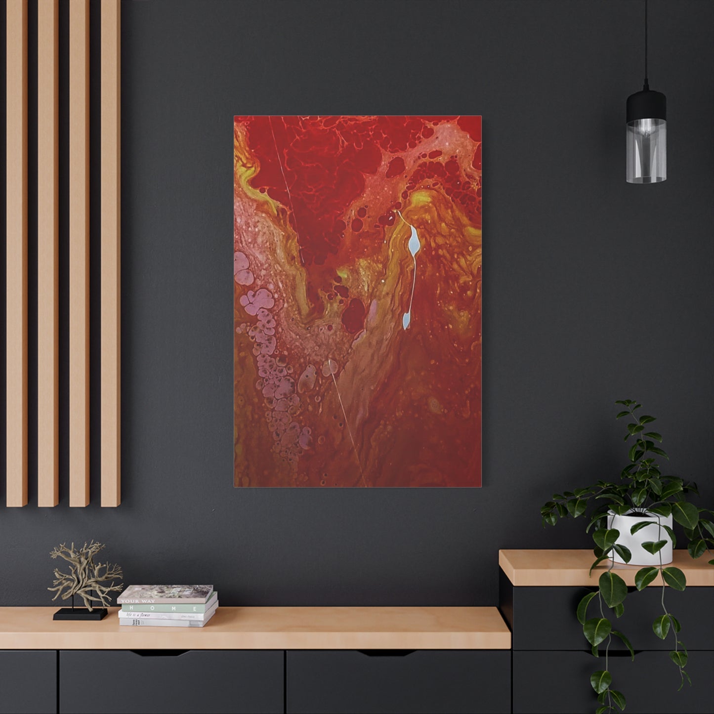 Abstract Red Fluid Art Canvas Print — Matte Stretched Wall Art