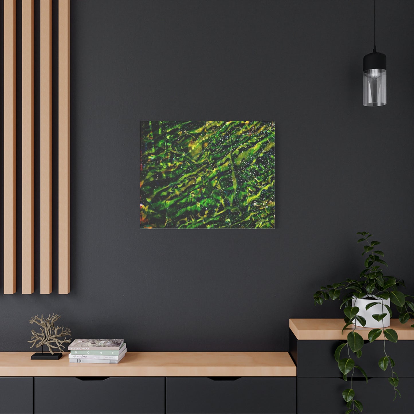 Confessions - Abstract Green Texture Canvas - Matte Stretched Wall Art