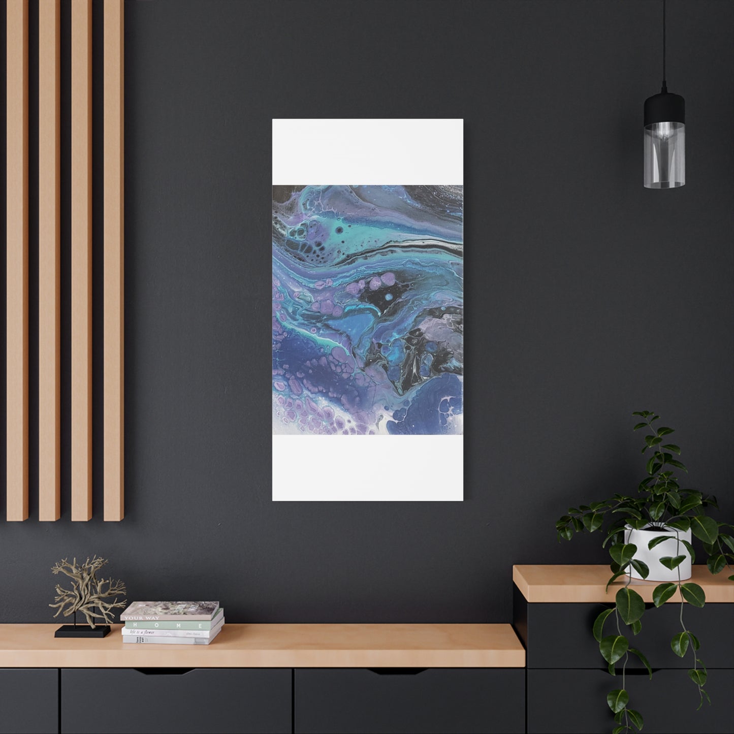 Abstract Ocean Wave Matte Canvas Print — Blue & Purple Fluid Art, Stretched 1.25"