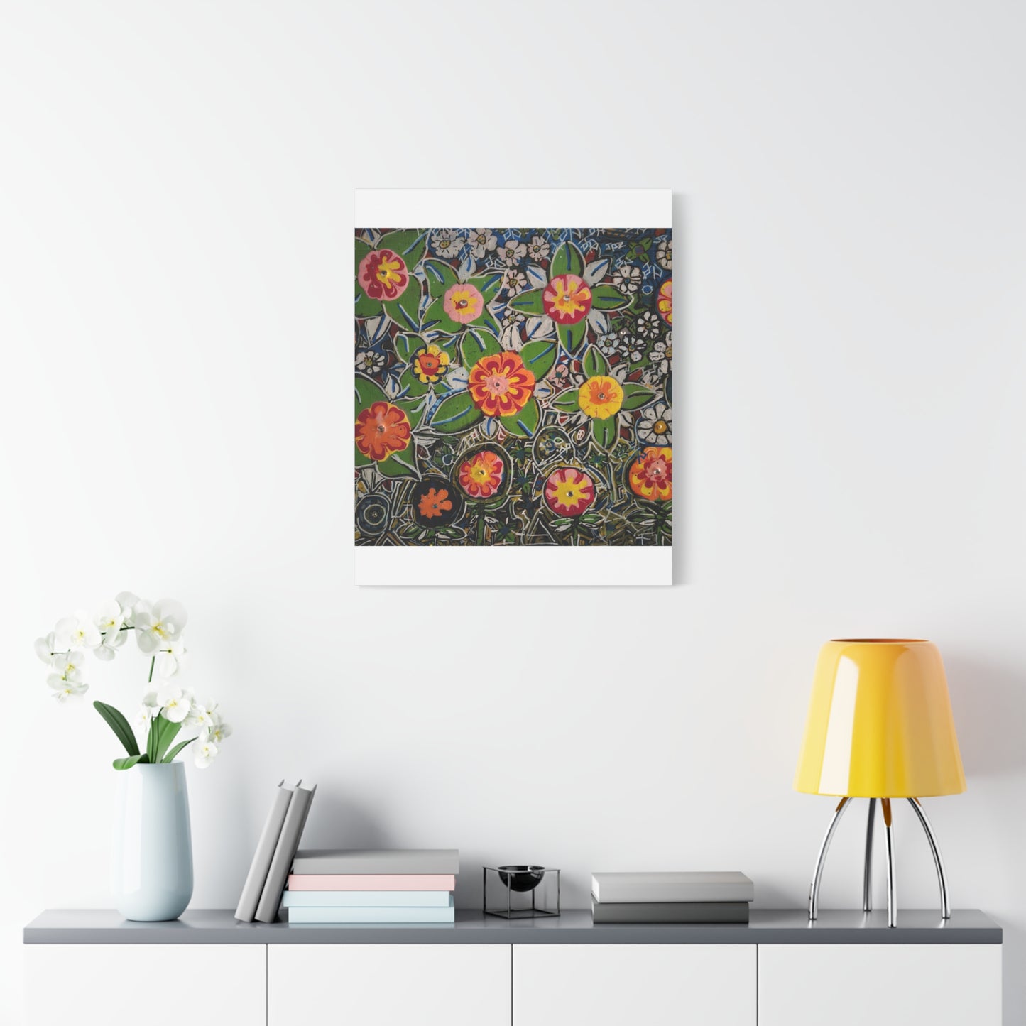 Urban_gardening-04 - Floral Pop Matte Stretched Canvas – Colorful Hand-Painted Garden Wall Art