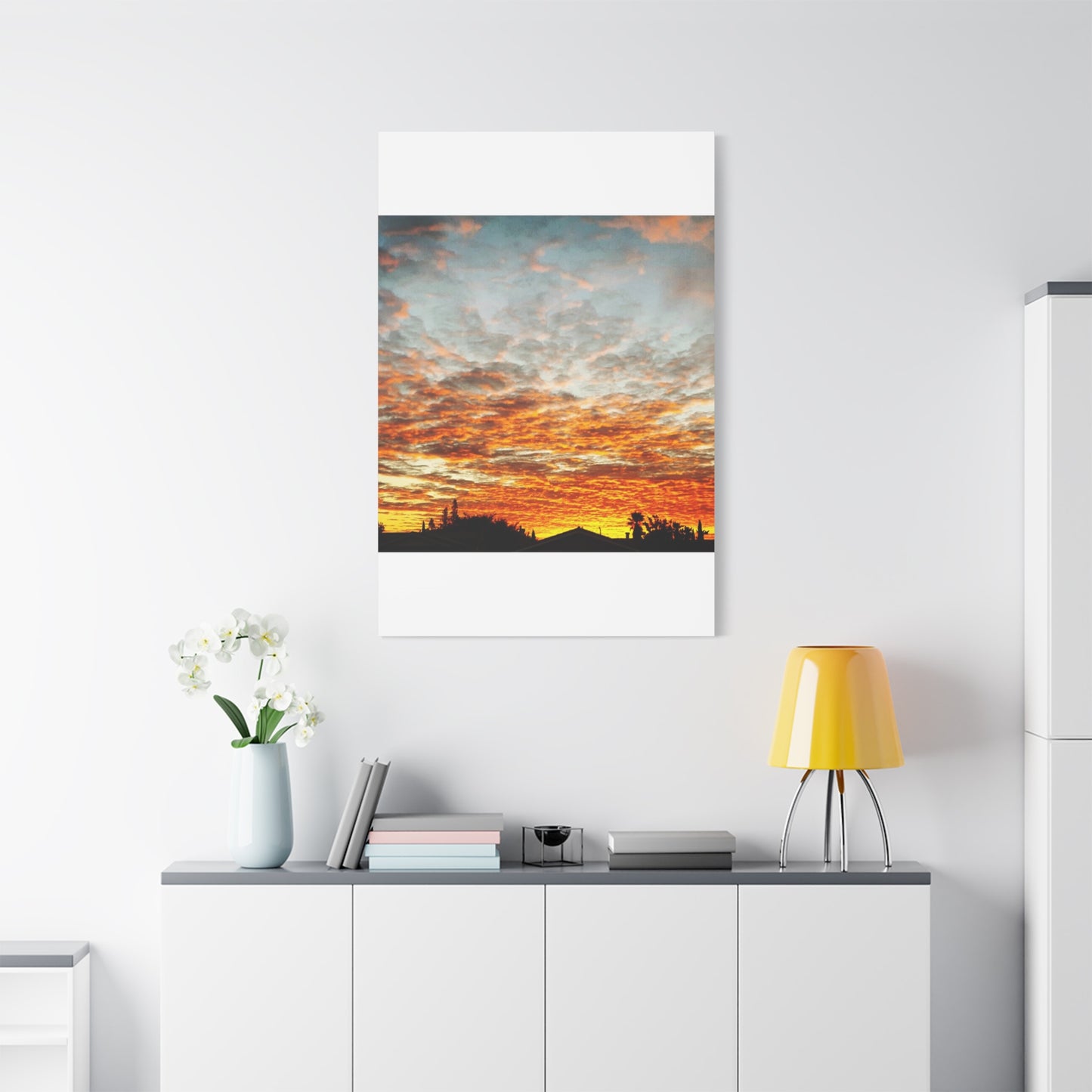 Sunset Sky Canvas Print — Orange Cloudscape Matte Stretched Wall Art