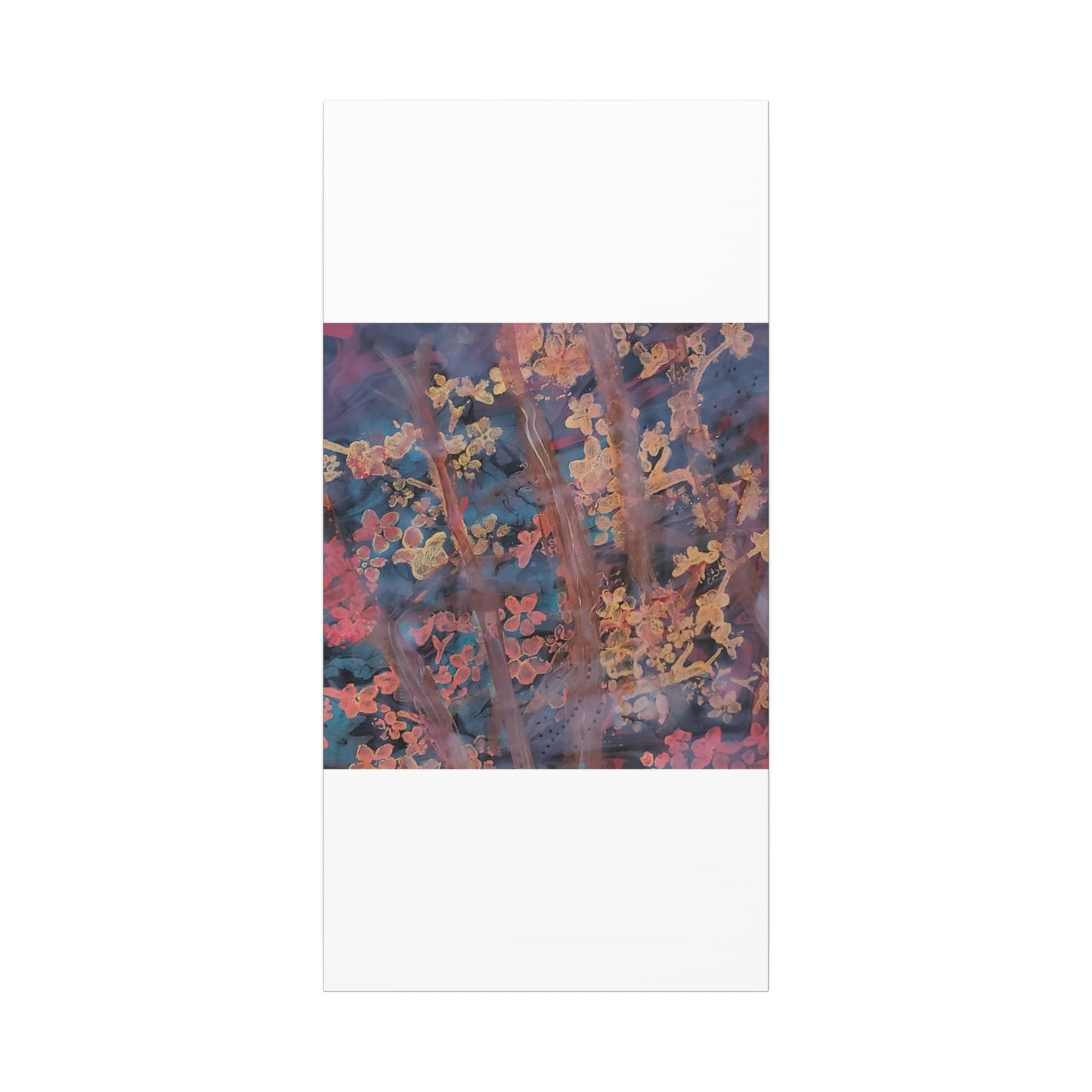 Abstract Floral Canvas Print — Moody Pink & Blue Stretched Wall Art