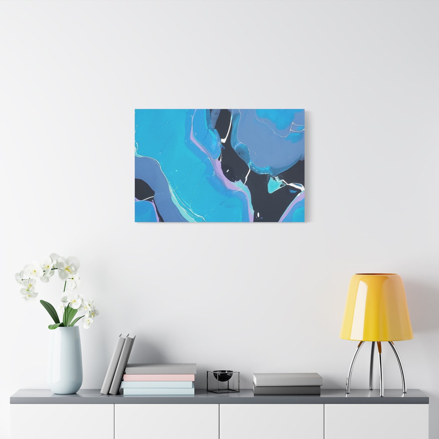 Abstract Blue Fluid Art Canvas Print — Matte Stretched Wall Art 1.25"