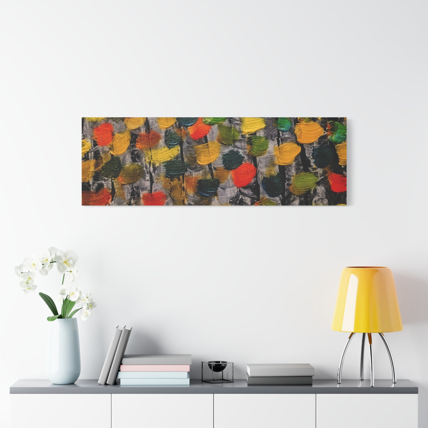 birch trees with color strokes - Abstract Color Bloom Matte Canvas Wall Art — Stretched 1.25"