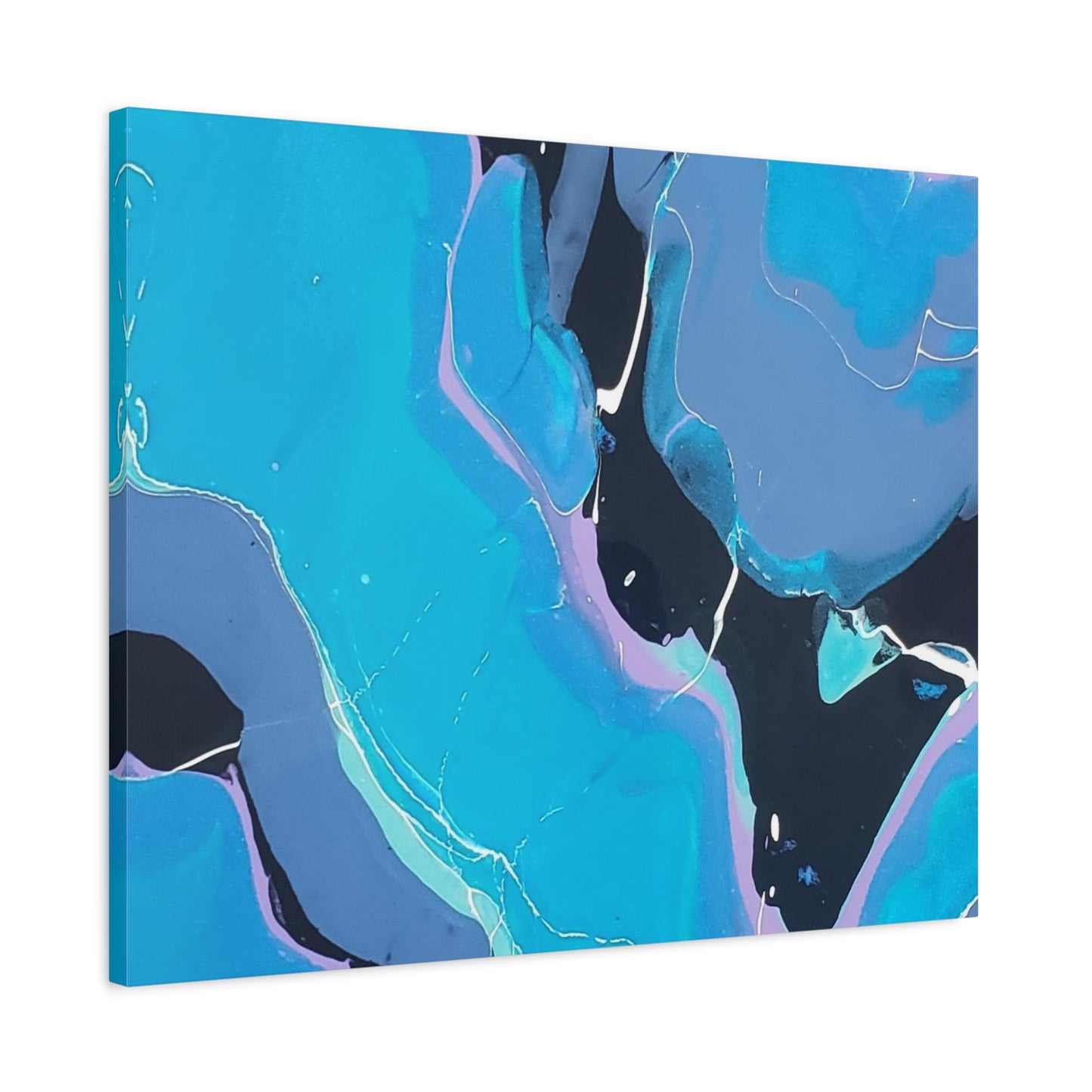 Abstract Blue Fluid Art Canvas Print — Matte Stretched Wall Art 1.25"