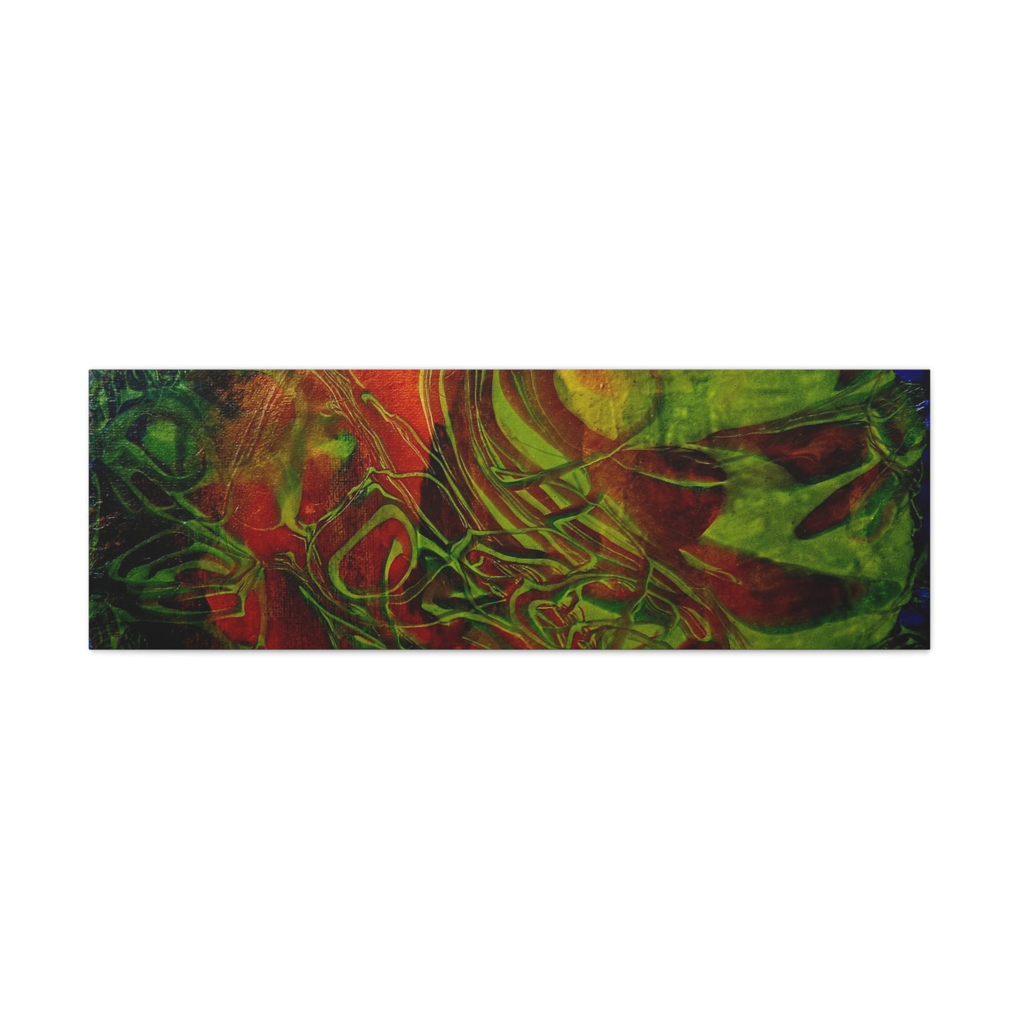 Abstract Green & Red Fluid Art Canvas Print