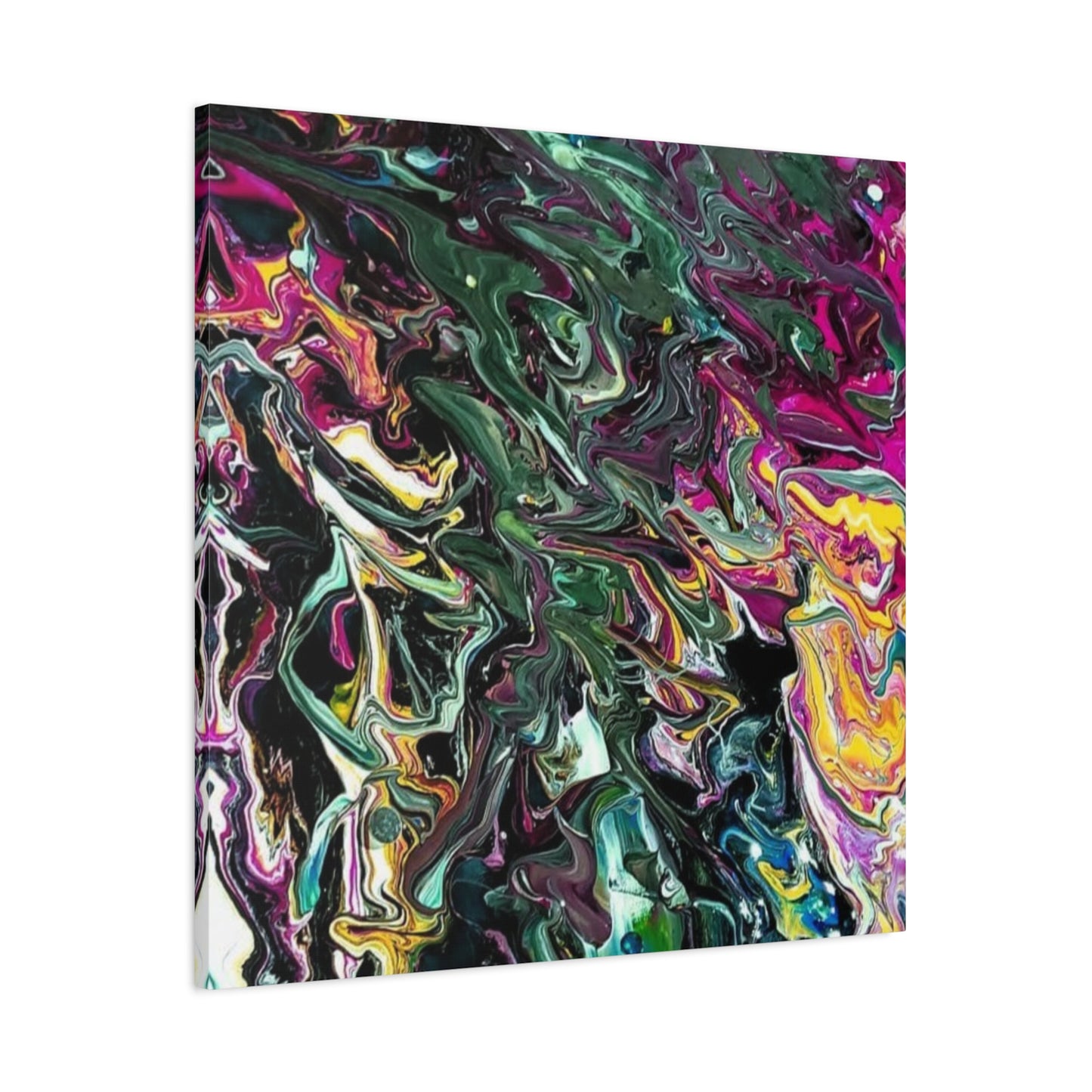 chaos in the garden - Abstract Fluid Art Matte Canvas Print - Colorful Swirl Wall Art