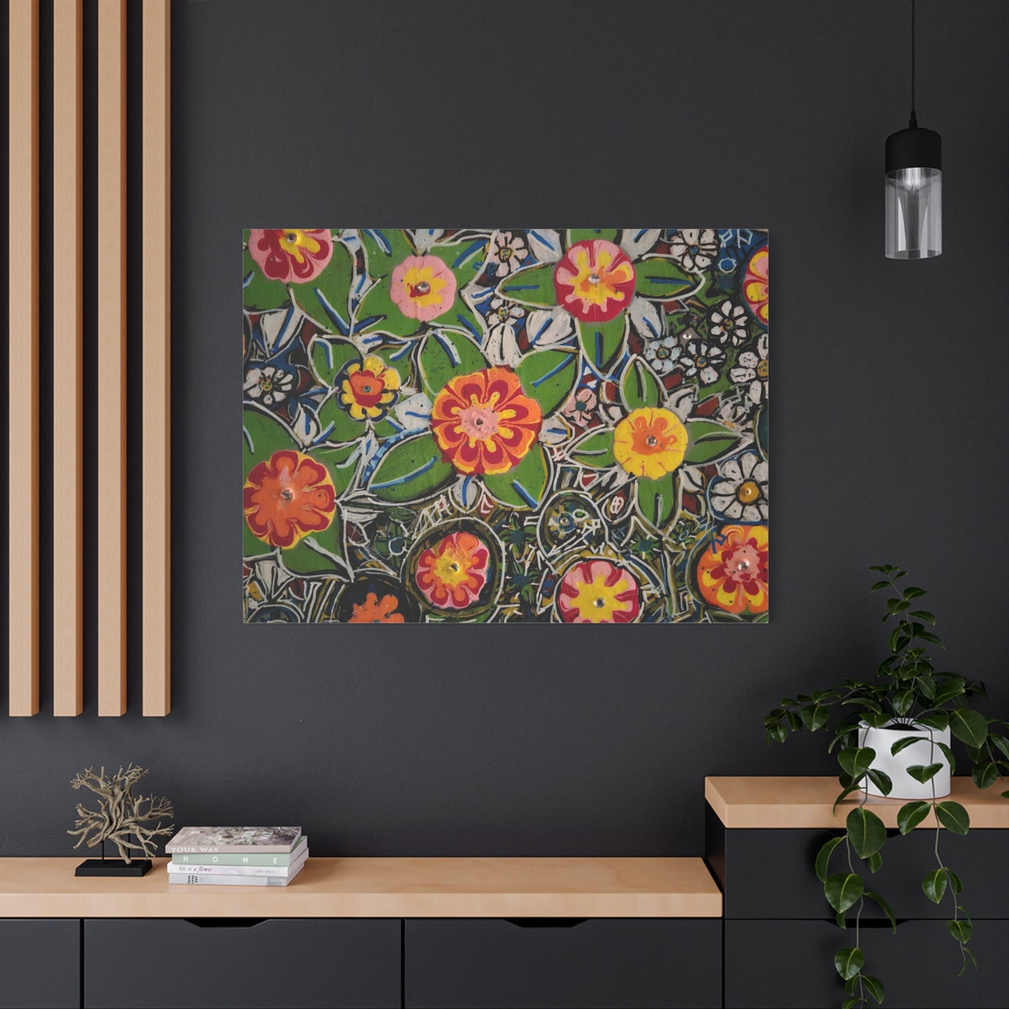 Urban_gardening-04 - Floral Pop Matte Stretched Canvas – Colorful Hand-Painted Garden Wall Art