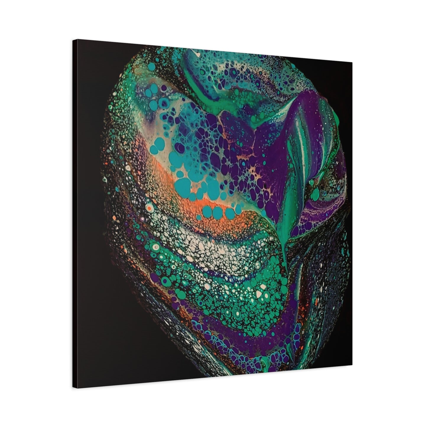 Abstract Fluid Art Canvas Print — Teal, Purple & Gold Swirl Matte Stretched Wall Art
