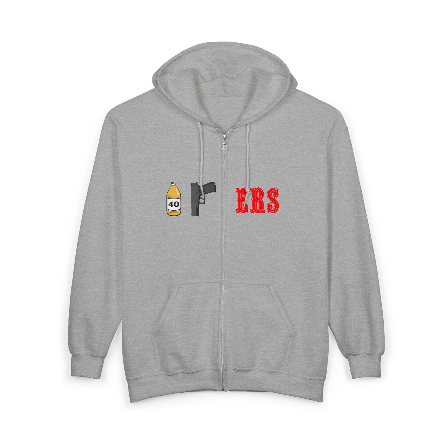 Zip Hoodie "40oz PERS" Graphic Full-Zip Hooded Sweatshirt — Urban Streetwear Gift