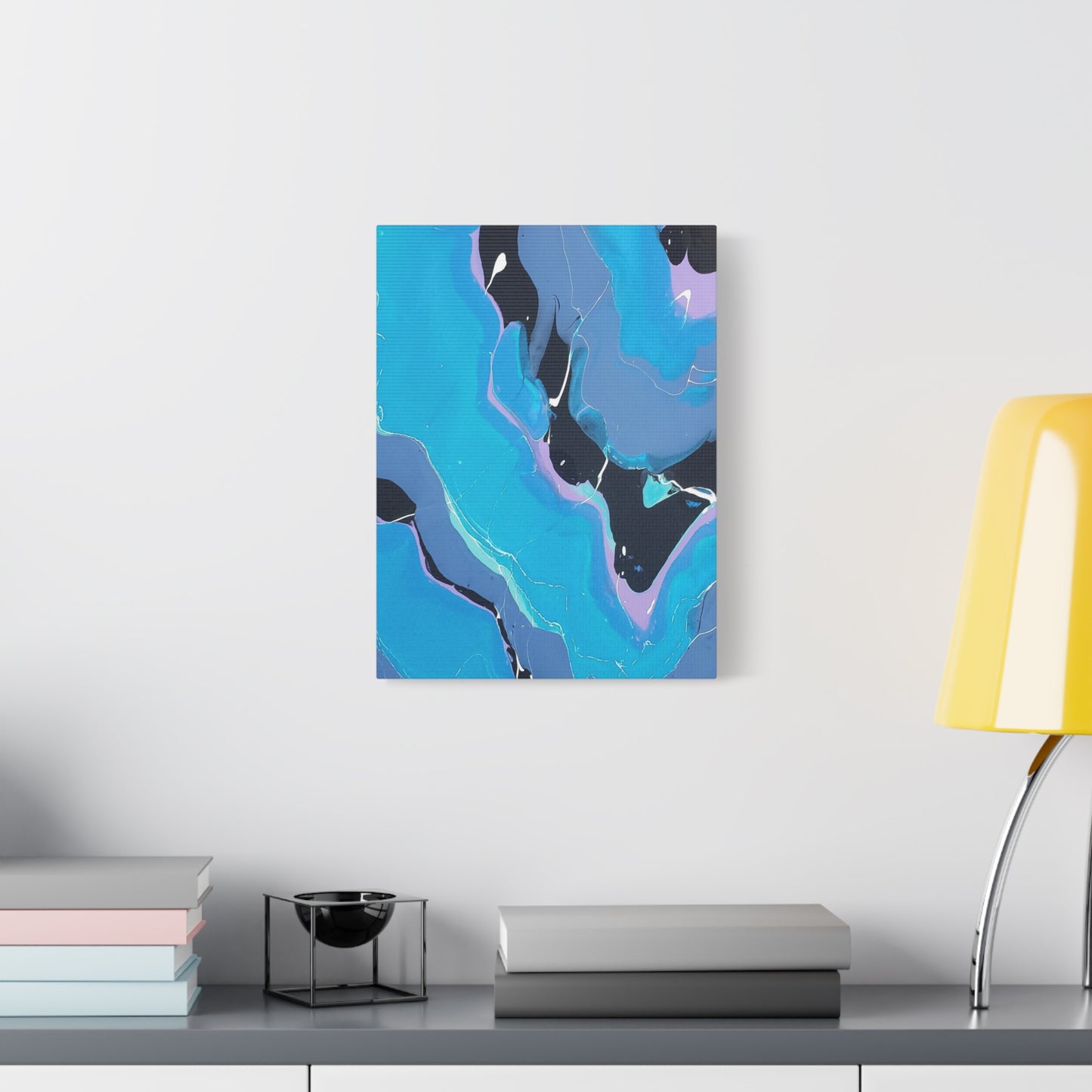 Abstract Blue Fluid Art Canvas Print — Matte Stretched Wall Art 1.25"