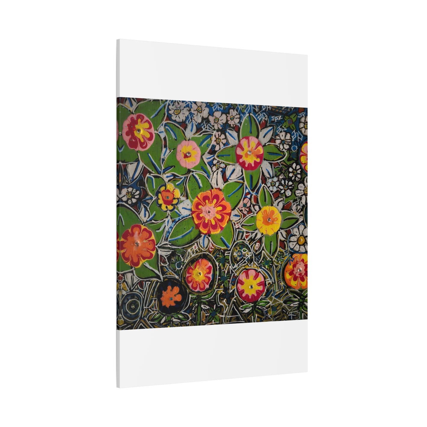 Urban_gardening-04 - Floral Pop Matte Stretched Canvas – Colorful Hand-Painted Garden Wall Art