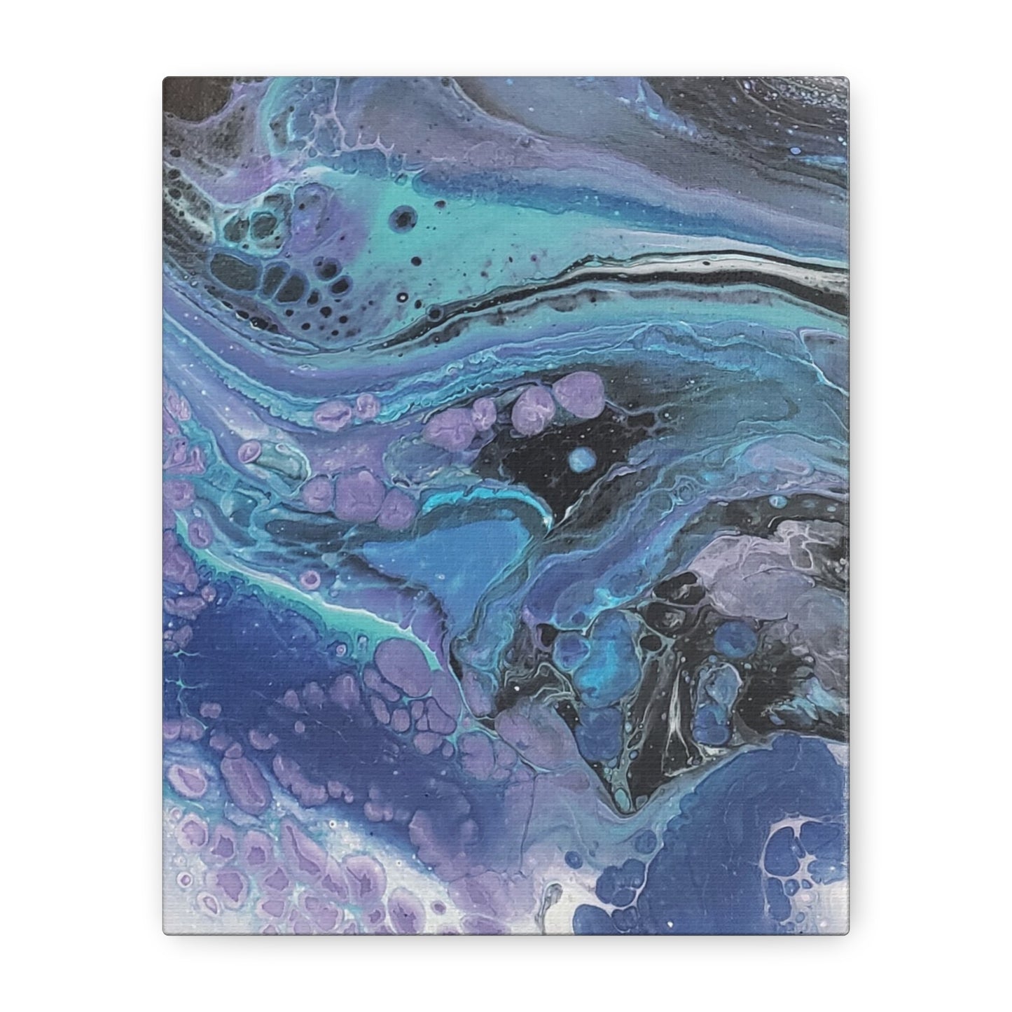 Abstract Ocean Wave Matte Canvas Print — Blue & Purple Fluid Art, Stretched 1.25"
