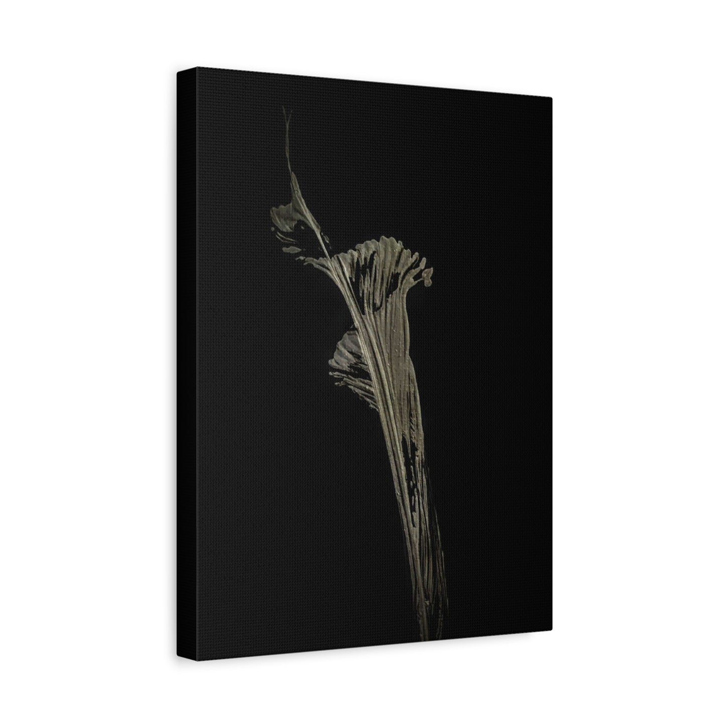 Calla Lilly - Minimalist Botanical Canvas Print — Monochrome Flower Art on Black Matte
