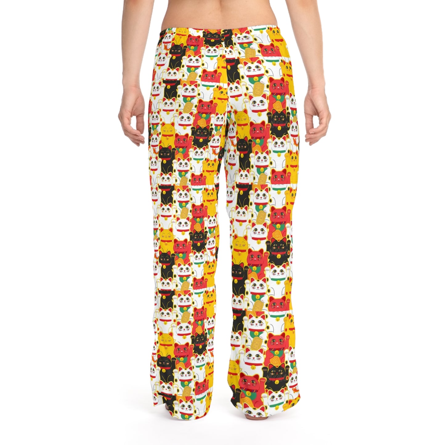 Lucky Cat Pajama Pants — Women's Cute Maneki-Neko Sleep Lounge Pants