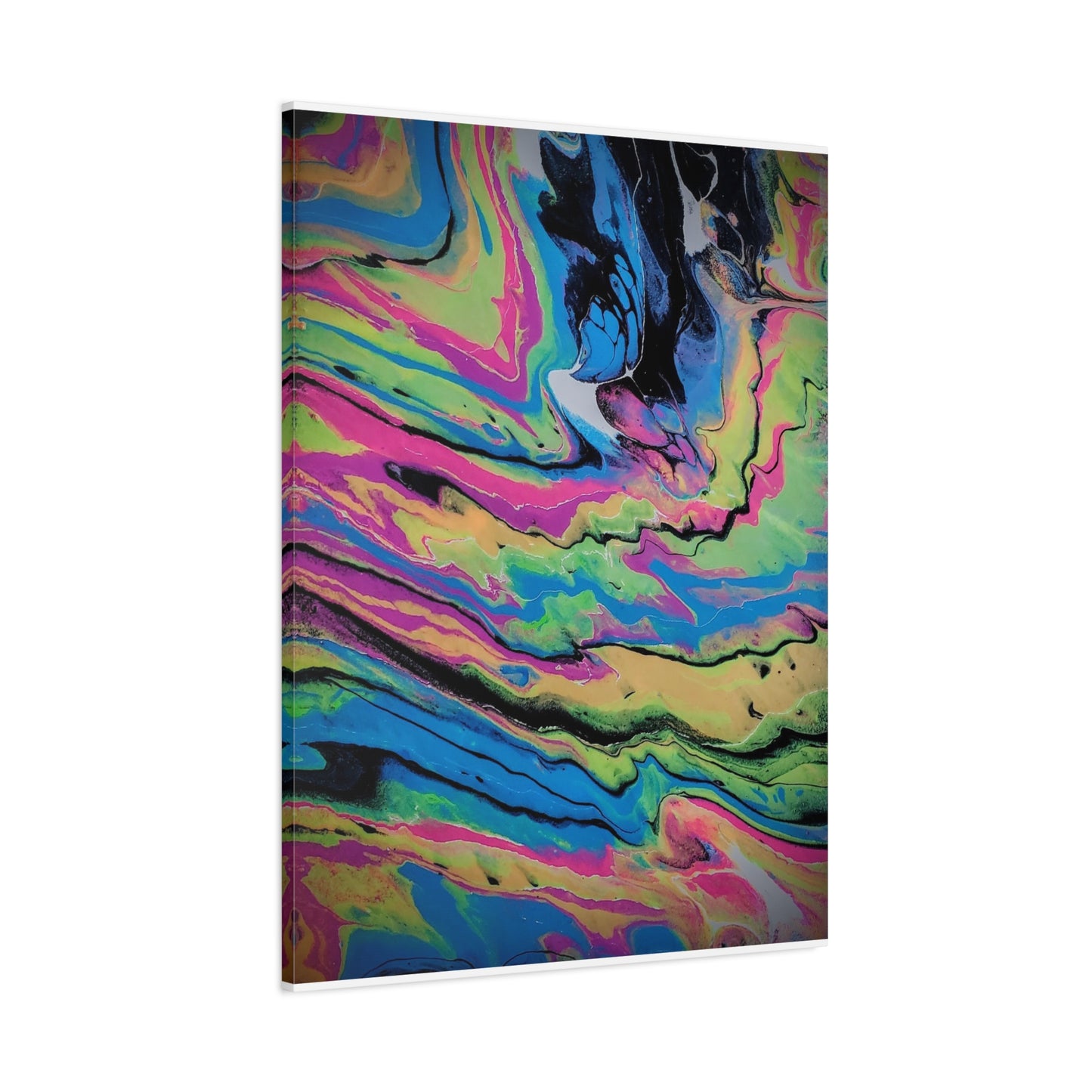 Abstract Neon Fluid Art Canvas Print — Vibrant Psychedelic Wall Decor