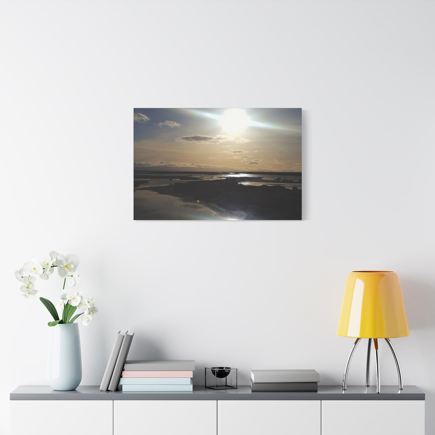 Sunlit Coastal Reflection (don edwards preserve)Canvas Print — Matte Stretched Wall Art