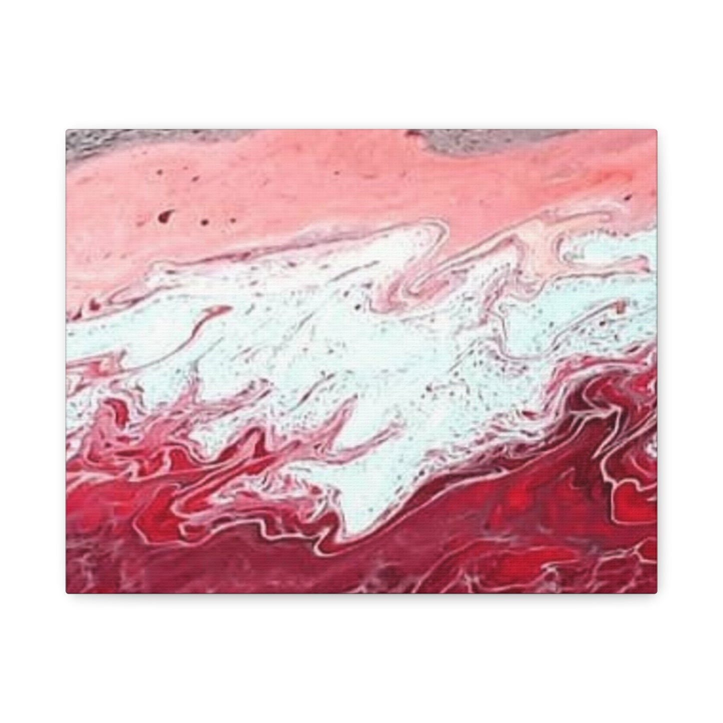 Abstract Pink & Red Fluid Art Canvas — Matte Stretched Wall Art