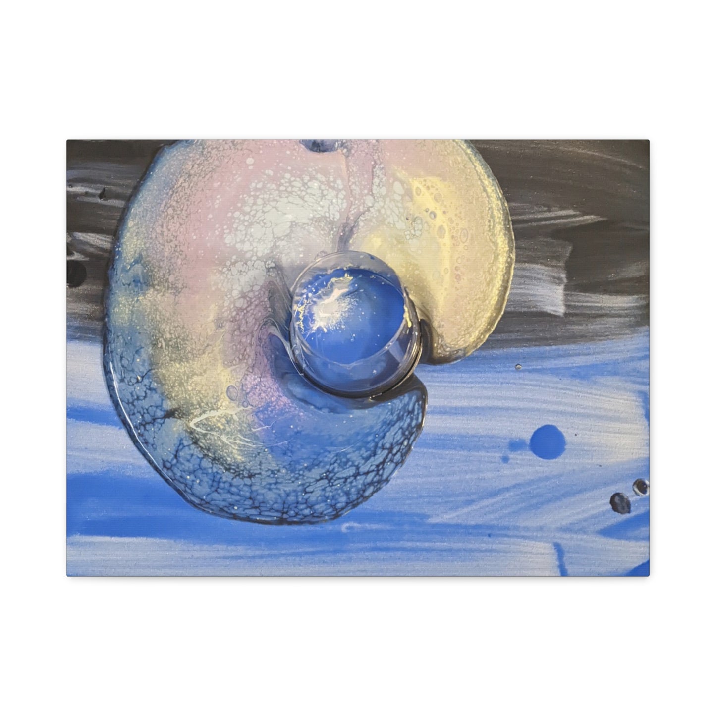 the nautilus - Abstract Blue Spiral Matte Canvas Art - Nautical Coastal Wall Decor