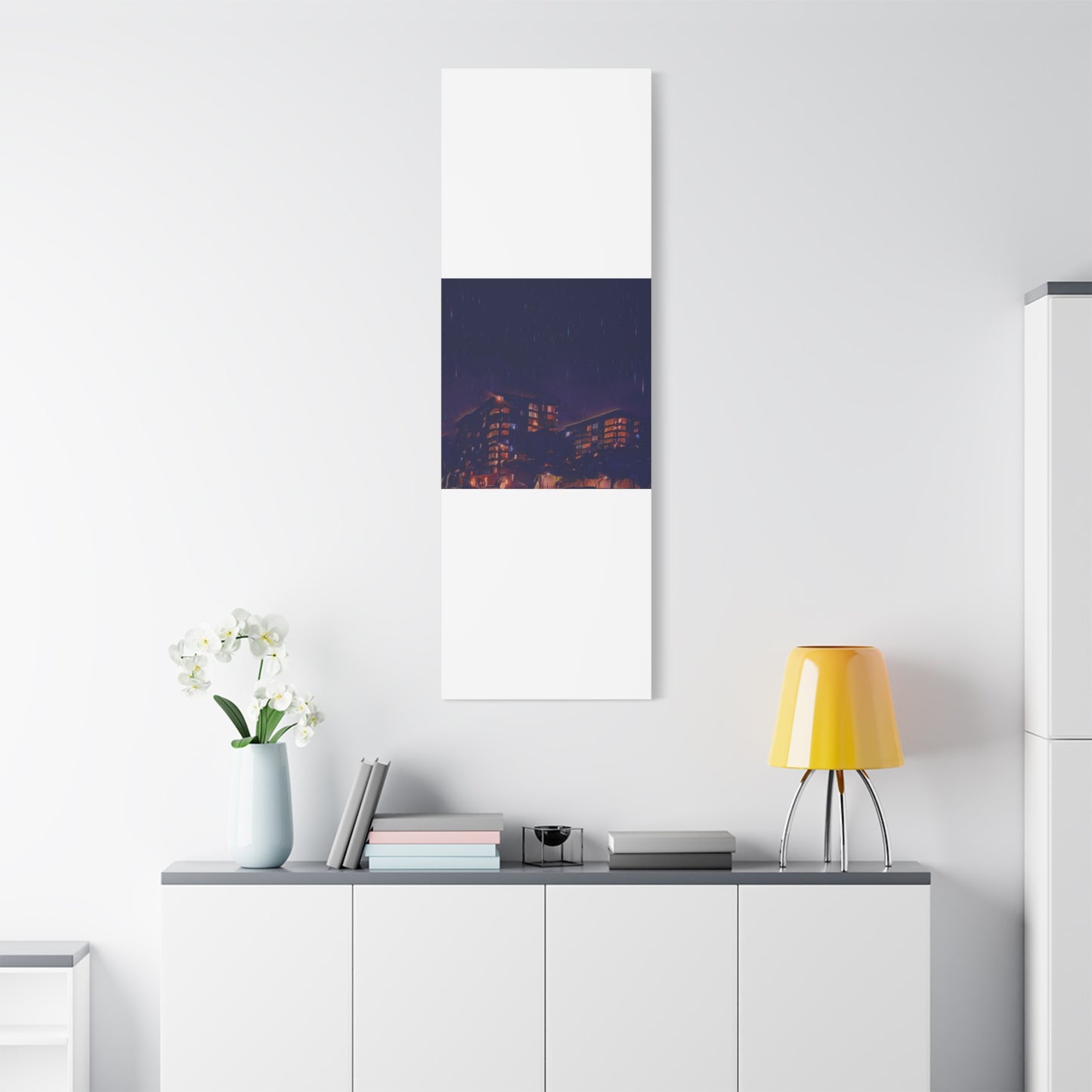 Neon Percipitation @ night - Canvas Print — Moody Urban Wall Art