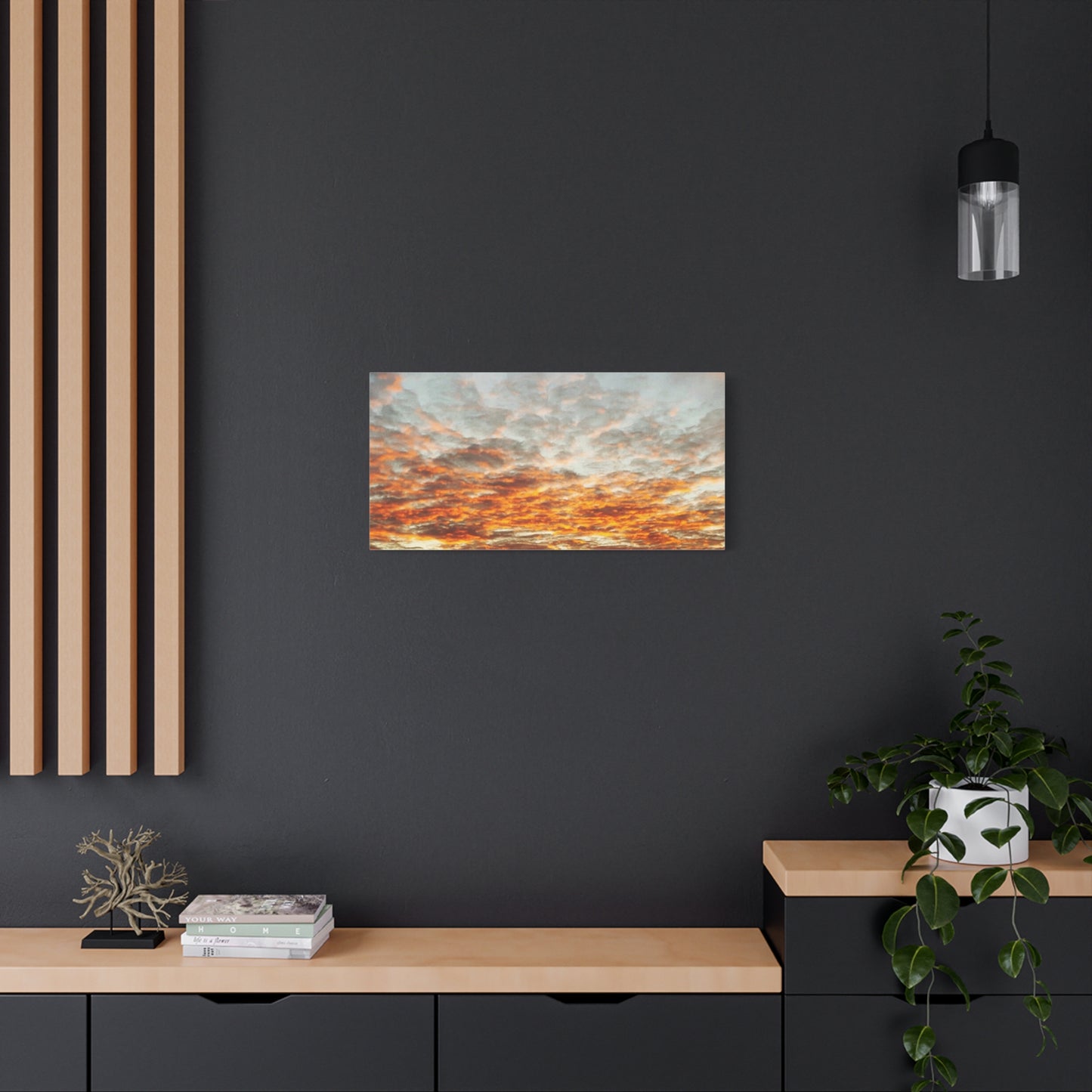 Sunset Sky Canvas Print — Orange Cloudscape Matte Stretched Wall Art