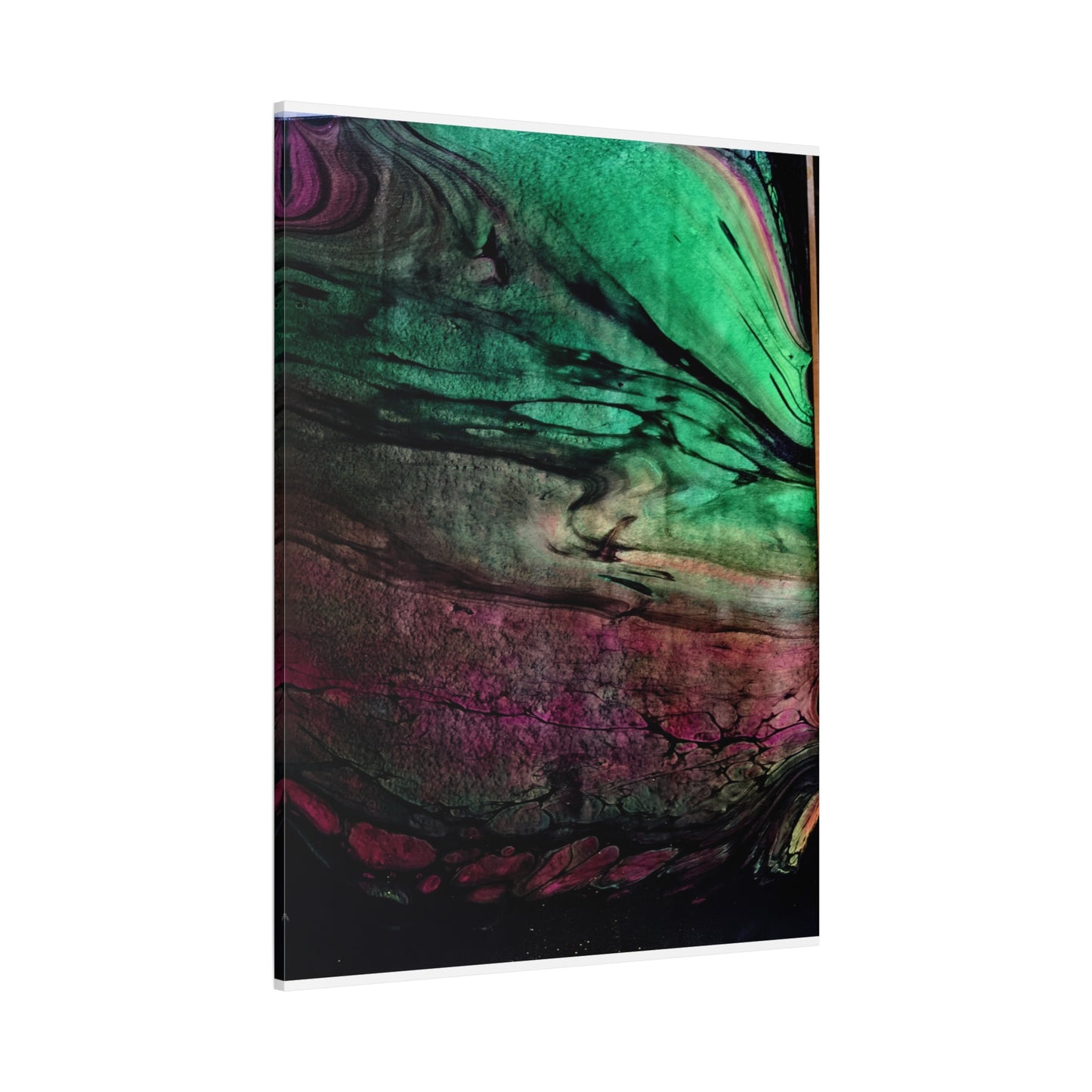 flame tempered pour - Abstract Teal & Magenta Canvas Wall Art — Matte Stretched 1.25"