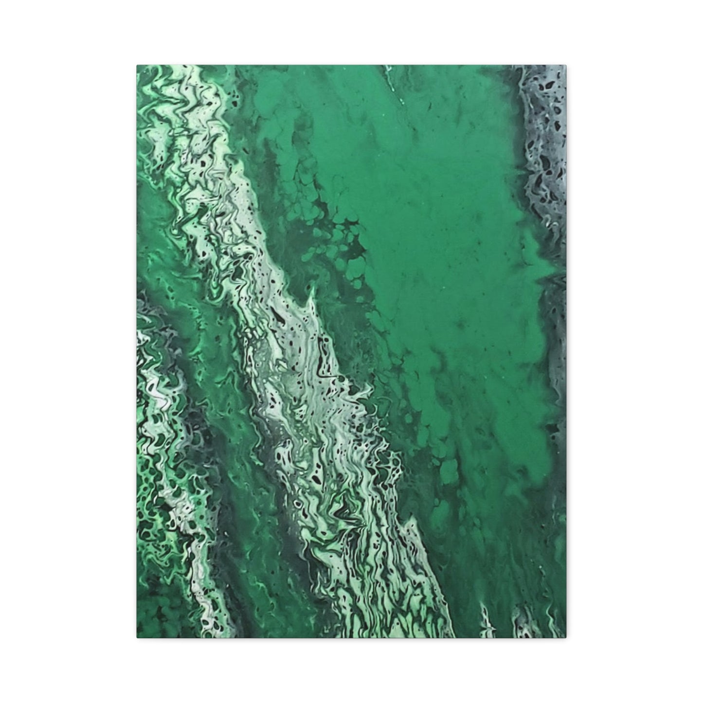 Emerald Wave Abstract Canvas Print — Matte Stretched Wall Art