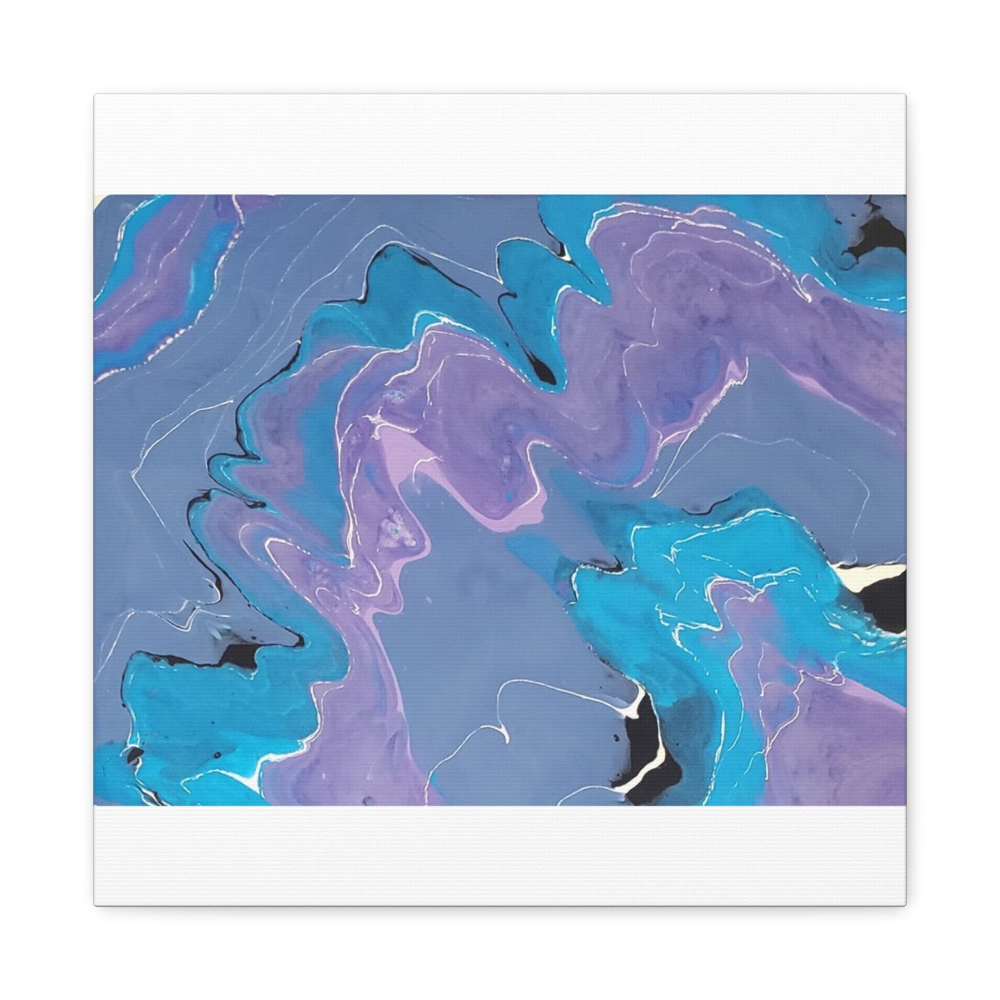 Abstract Blue & Purple Fluid Art Canvas - Matte Stretched Wall Art
