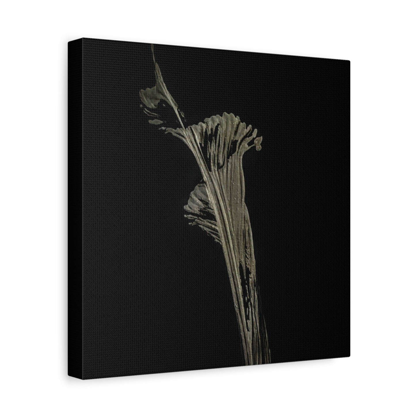 Calla Lilly - Minimalist Botanical Canvas Print — Monochrome Flower Art on Black Matte