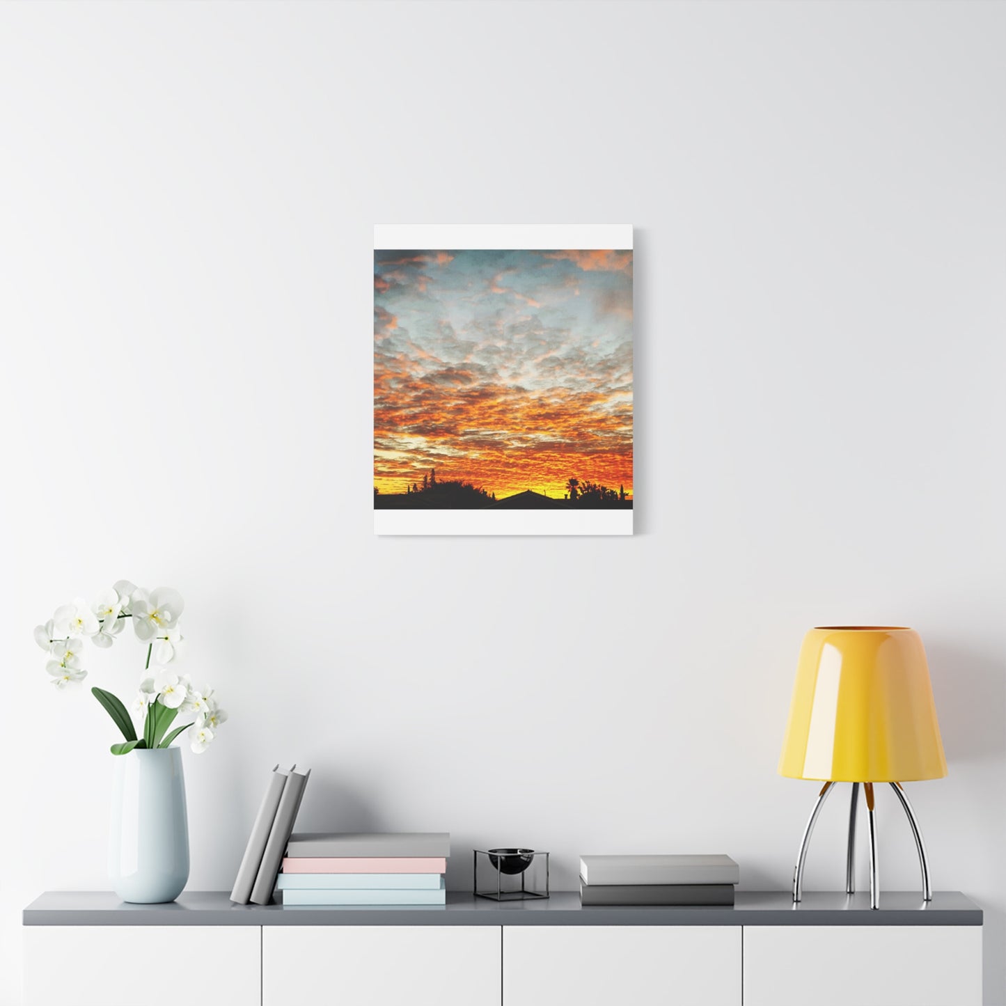 Sunset Sky Canvas Print — Orange Cloudscape Matte Stretched Wall Art