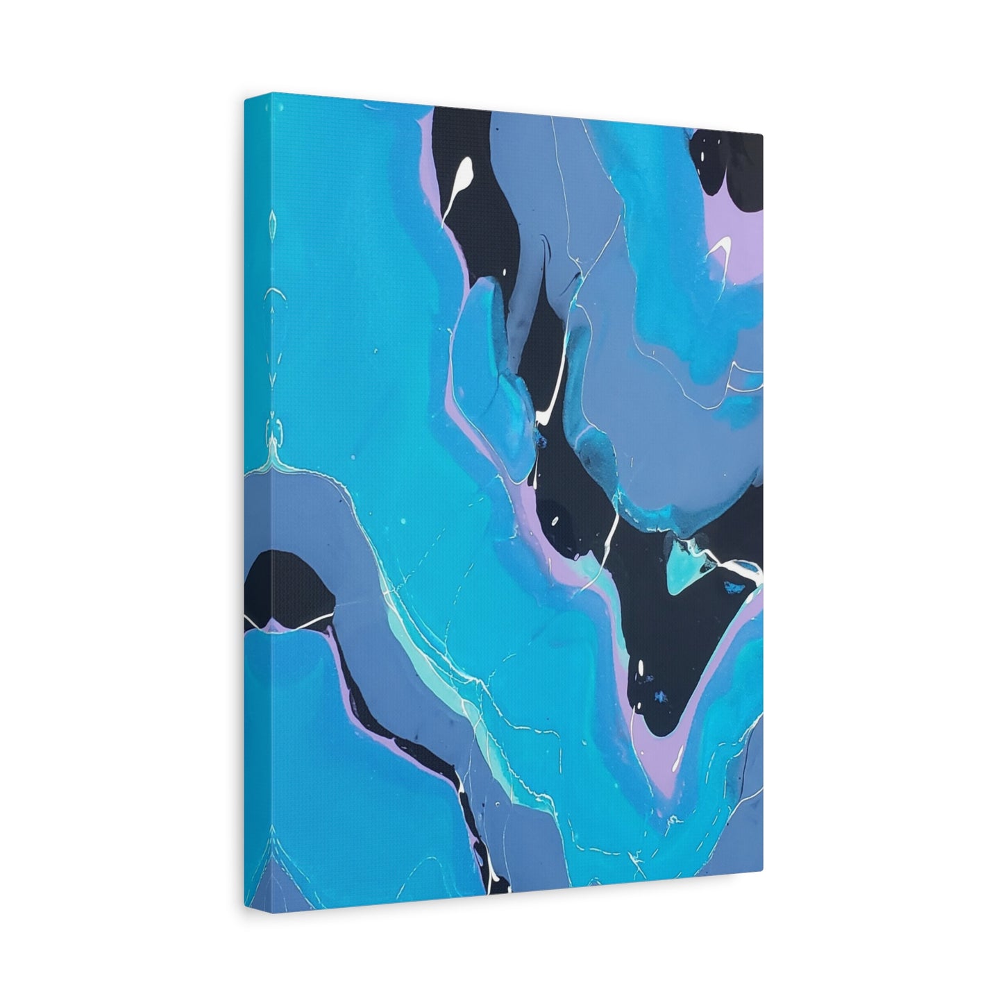 Abstract Blue Fluid Art Canvas Print — Matte Stretched Wall Art 1.25"