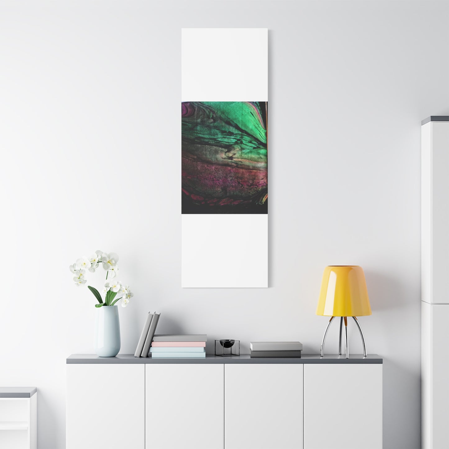 flame tempered pour - Abstract Teal & Magenta Canvas Wall Art — Matte Stretched 1.25"