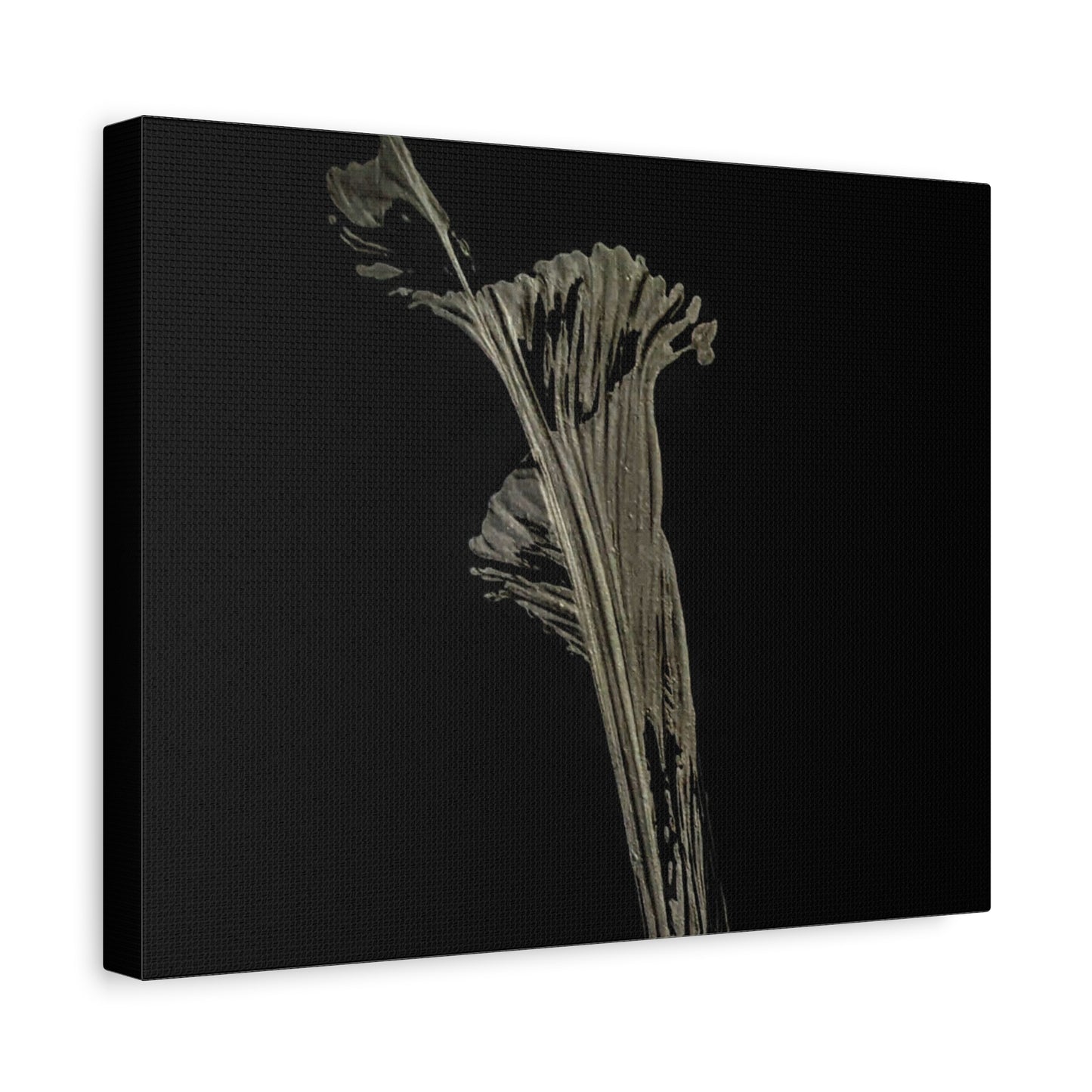 Calla Lilly - Minimalist Botanical Canvas Print — Monochrome Flower Art on Black Matte