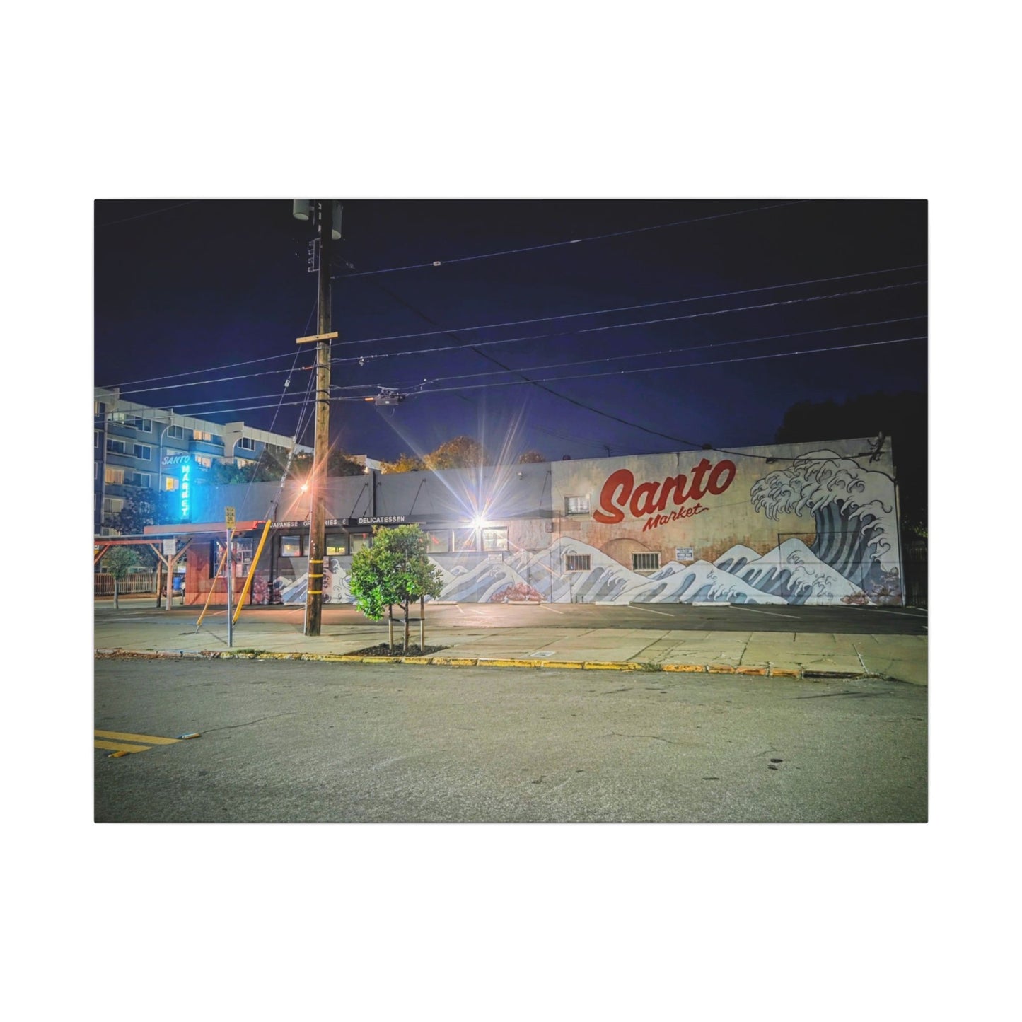 Santo Market Mural (7th&taylor)— Nighttime Urban Wall Art