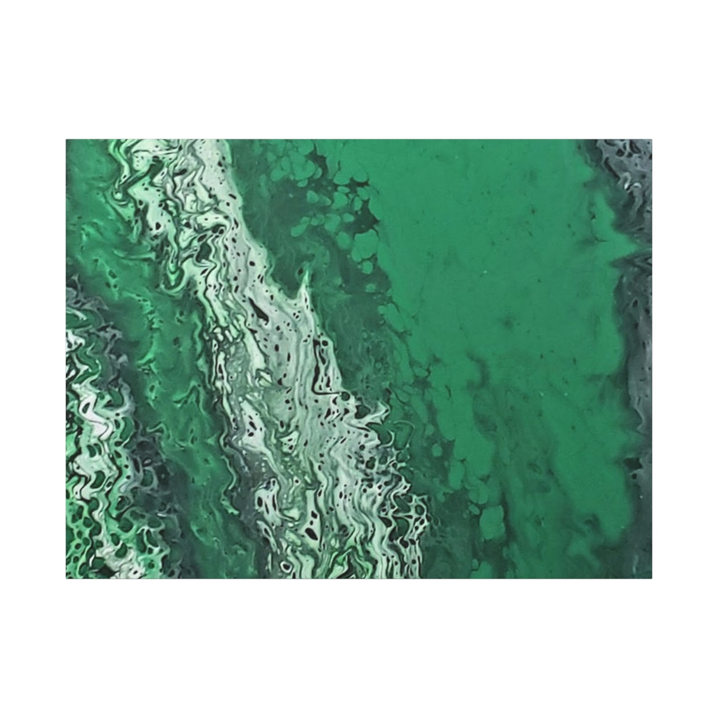Emerald Wave Abstract Canvas Print — Matte Stretched Wall Art