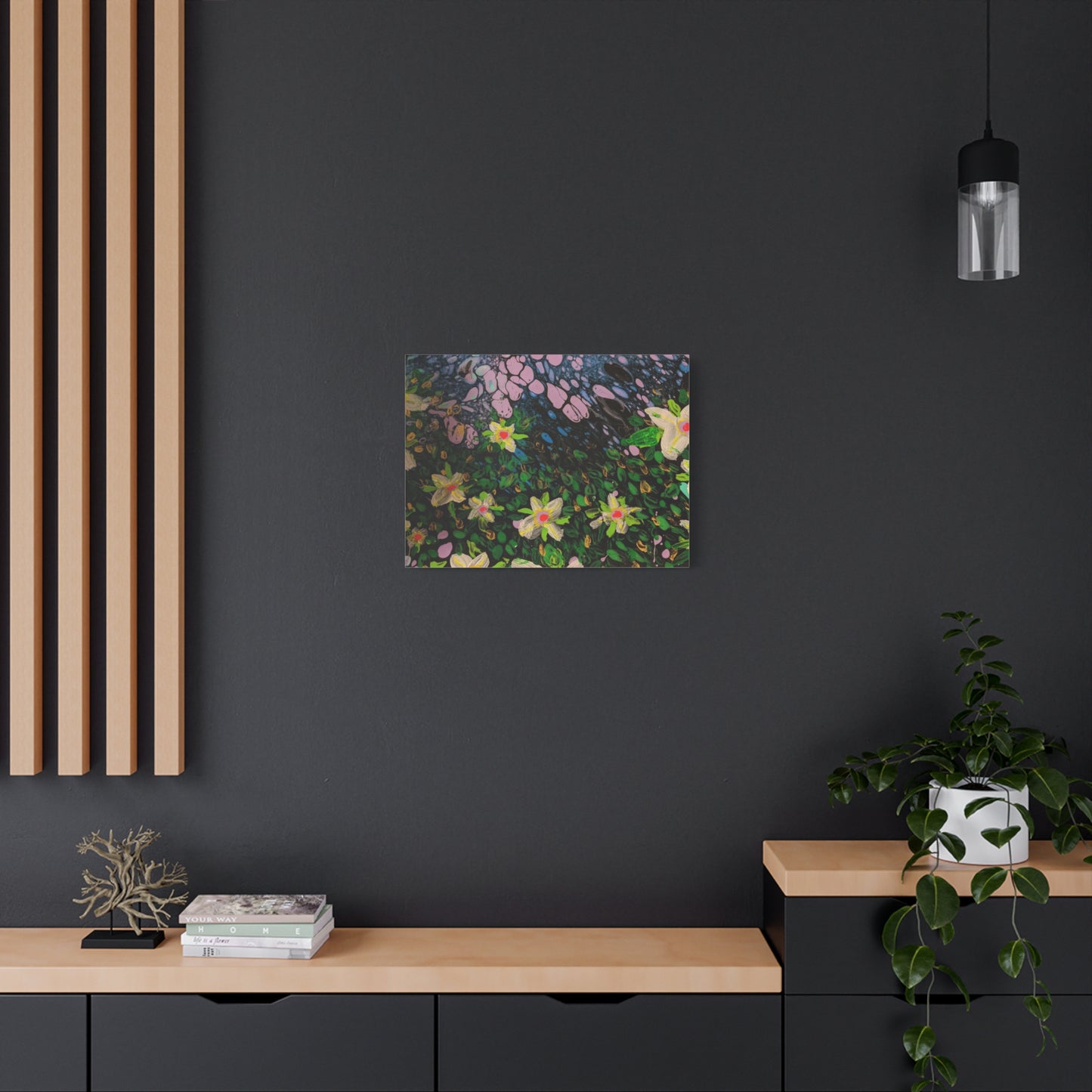 Floetrol&Flowers - Night Pour Garden Matte Canvas Print — Stretched Wall Art