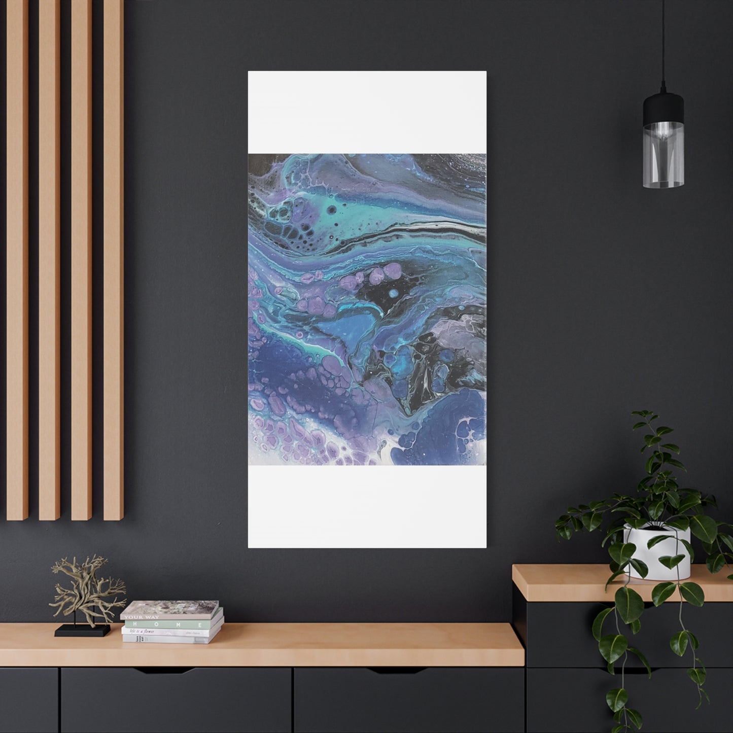 Abstract Ocean Wave Matte Canvas Print — Blue & Purple Fluid Art, Stretched 1.25"