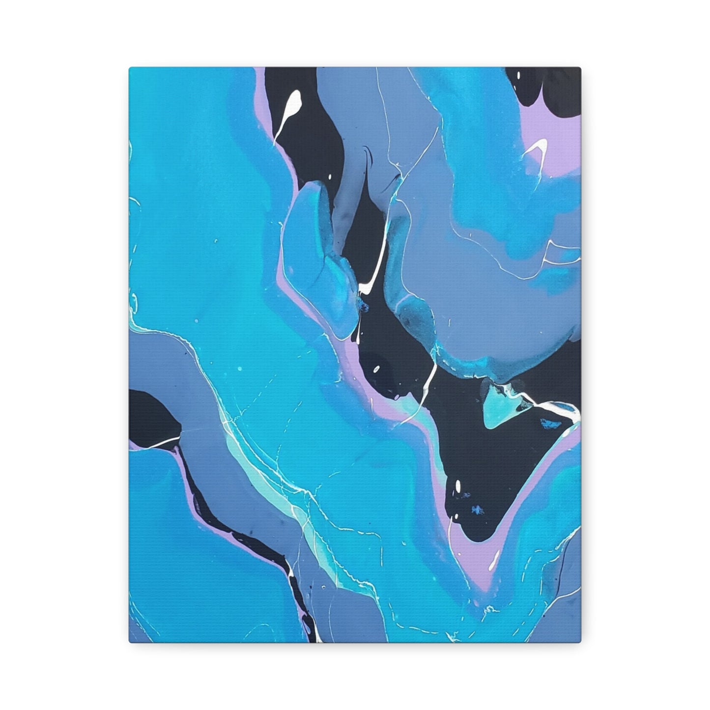 Abstract Blue Fluid Art Canvas Print — Matte Stretched Wall Art 1.25"