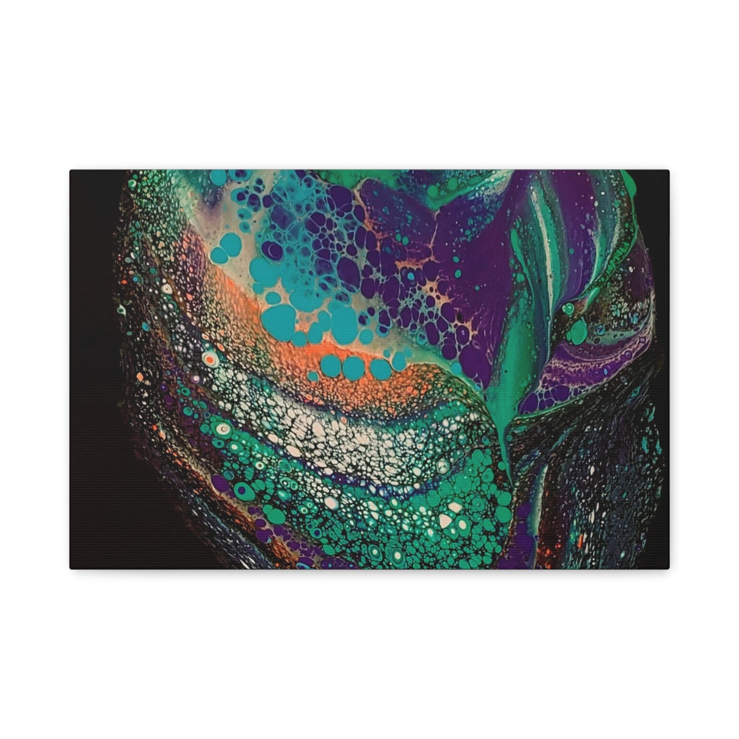 Abstract Fluid Art Canvas Print — Teal, Purple & Gold Swirl Matte Stretched Wall Art