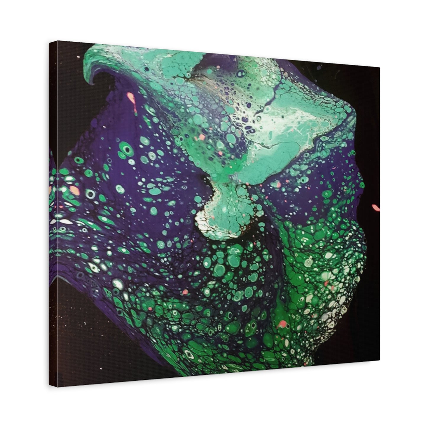 Abstract Green & Teal Fluid Art Canvas Print - Matte Stretched Wall Art
