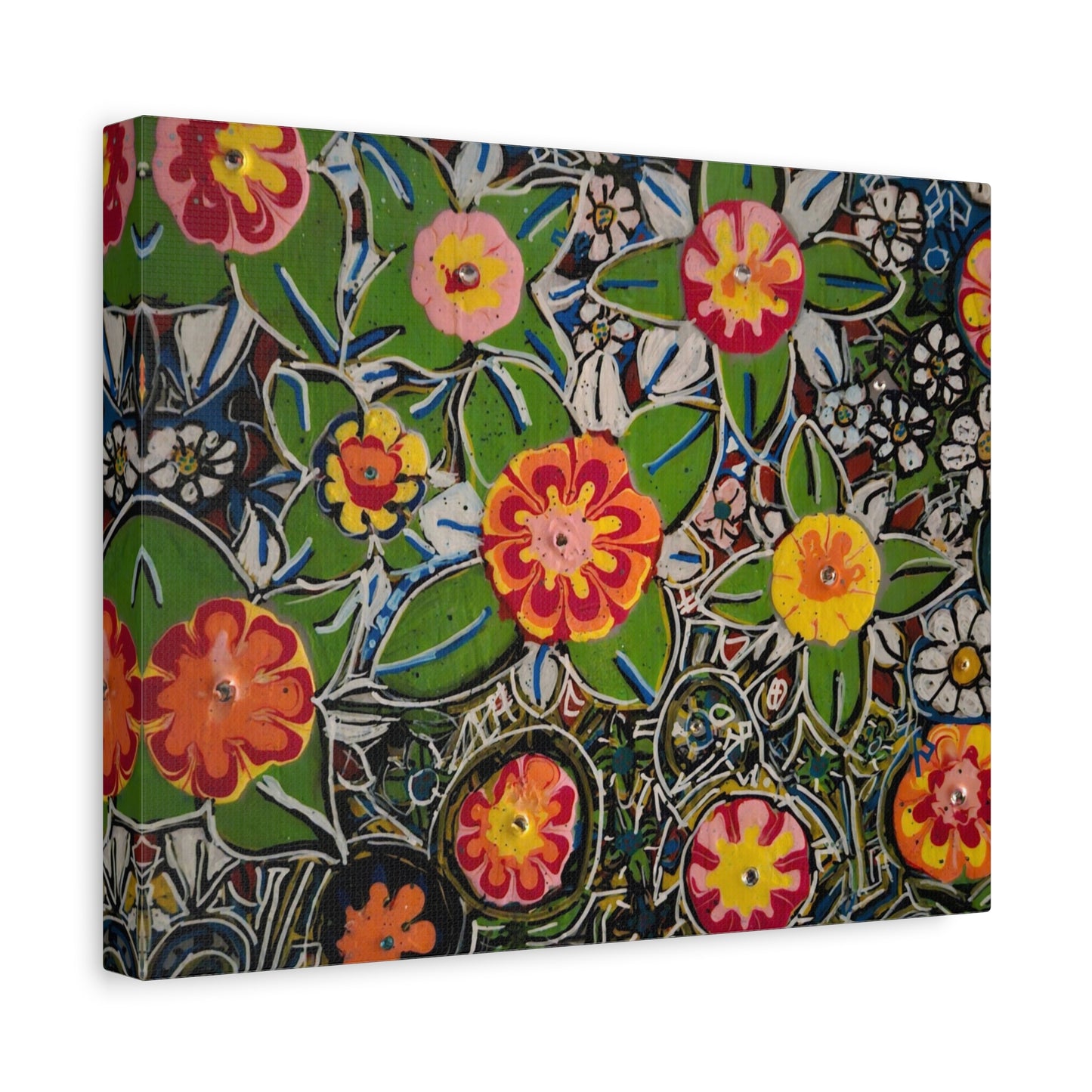 Urban_gardening-04 - Floral Pop Matte Stretched Canvas – Colorful Hand-Painted Garden Wall Art