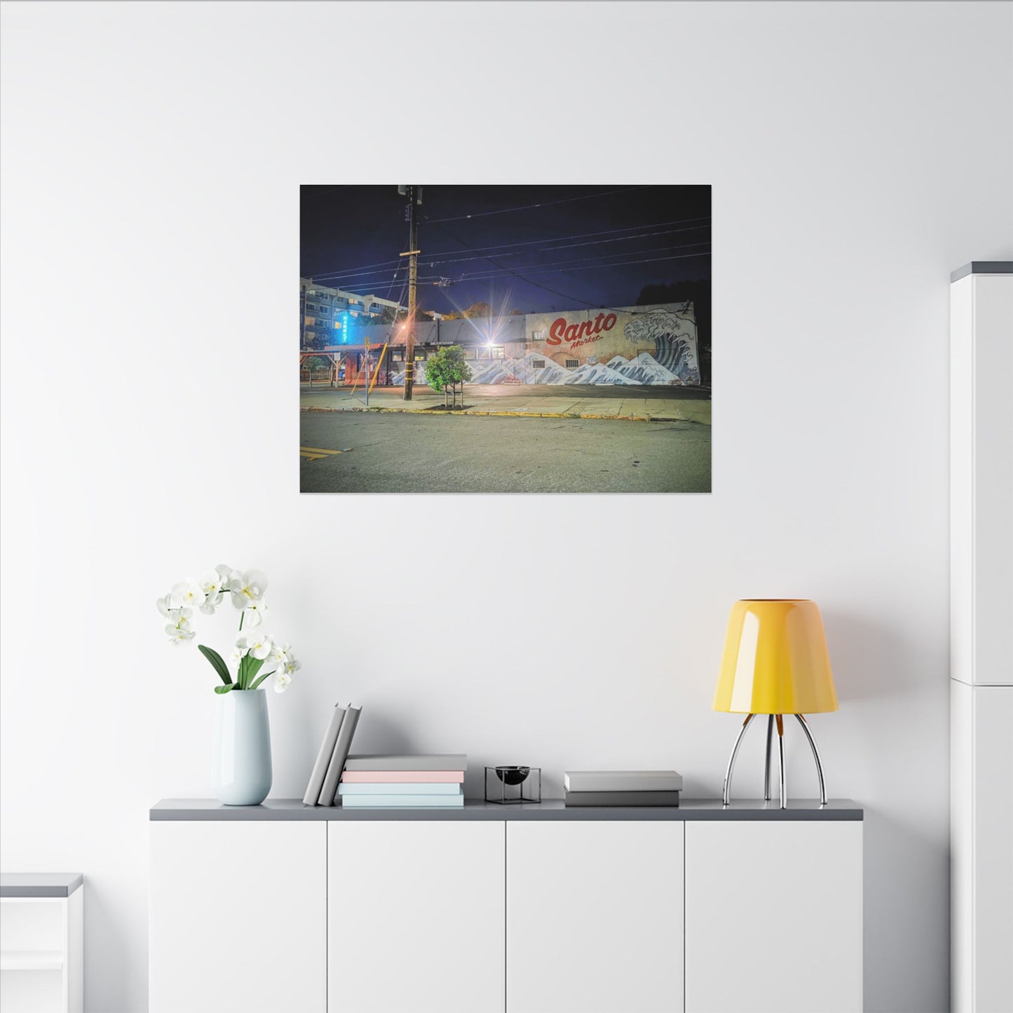 Santo Market Mural (7th&taylor)— Nighttime Urban Wall Art