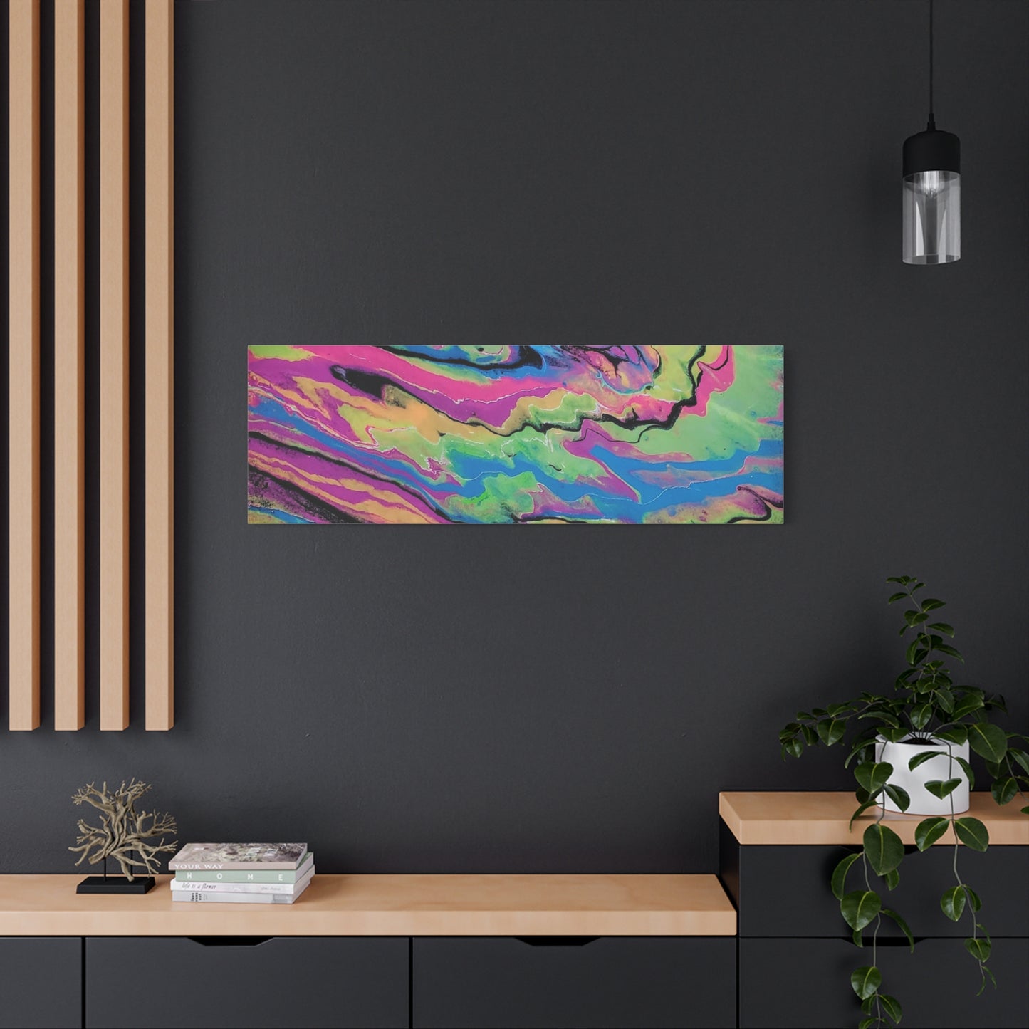 Abstract Neon Fluid Art Canvas Print — Vibrant Psychedelic Wall Decor